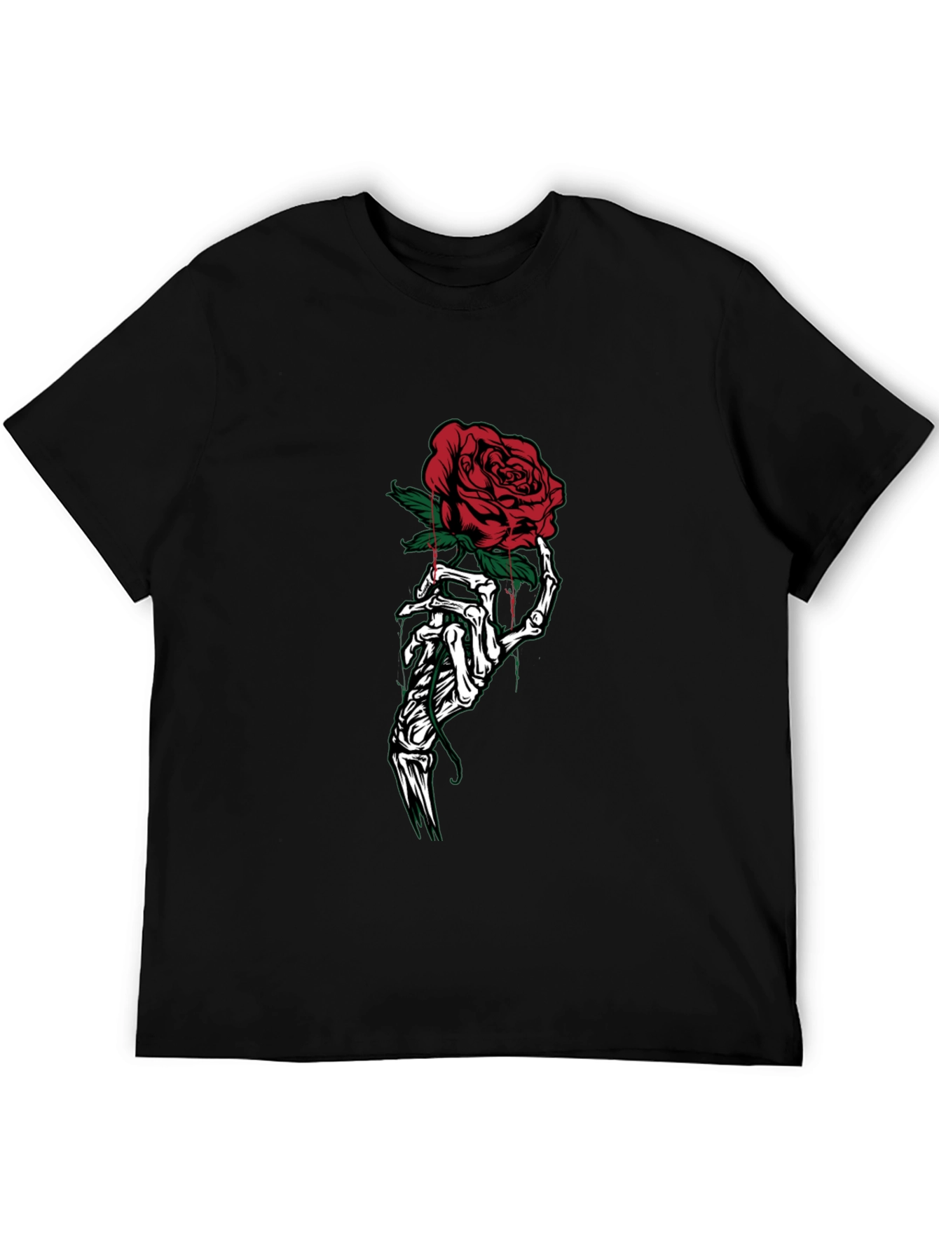 Rose Skeleton Hand Graphic Tee - Black