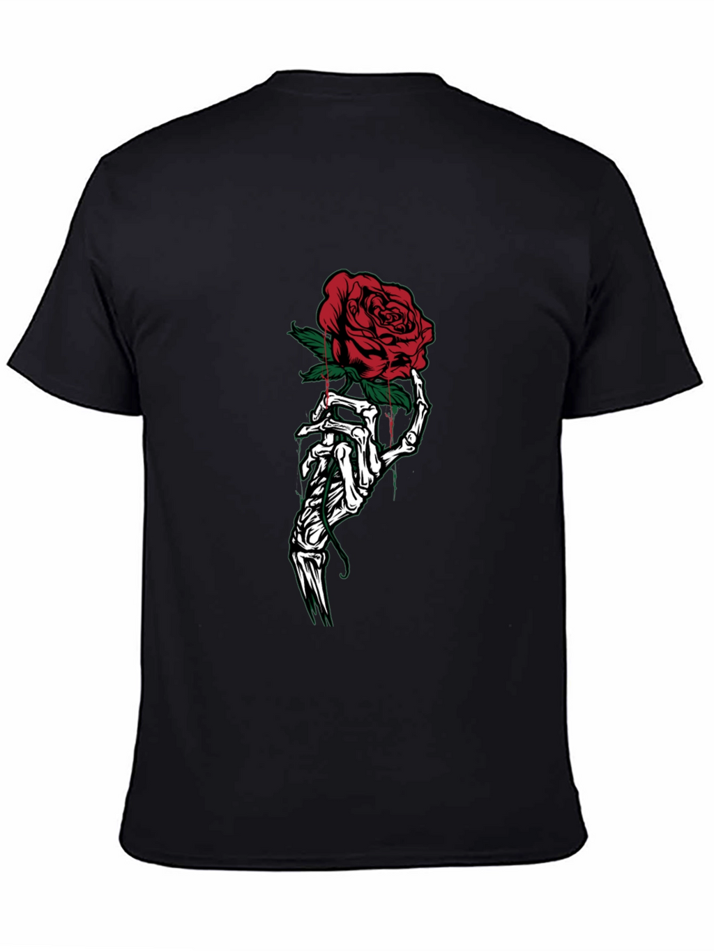 Rose Skeleton Hand Graphic Tee - Black