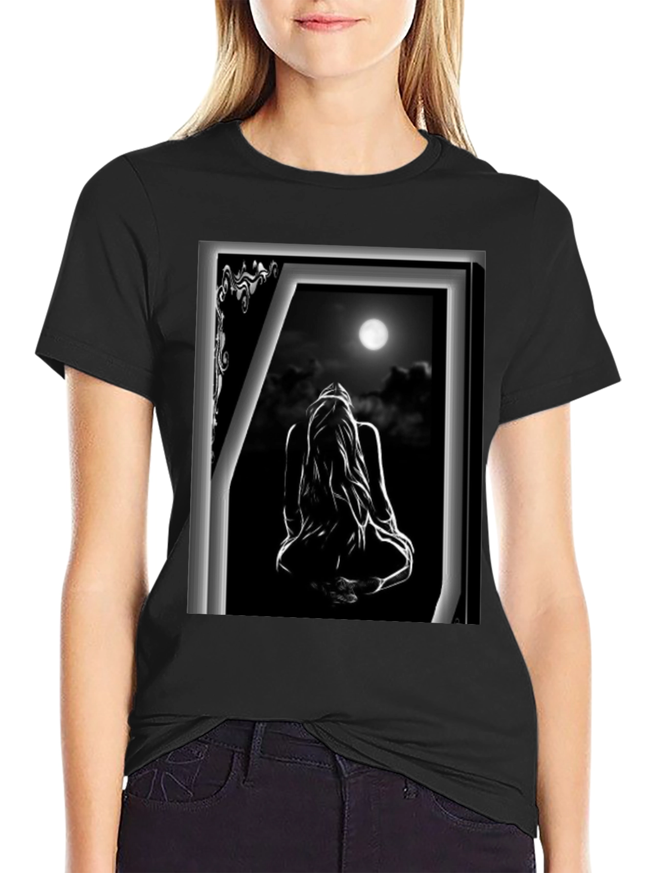 Moonlit Silhouette Graphic T-Shirt