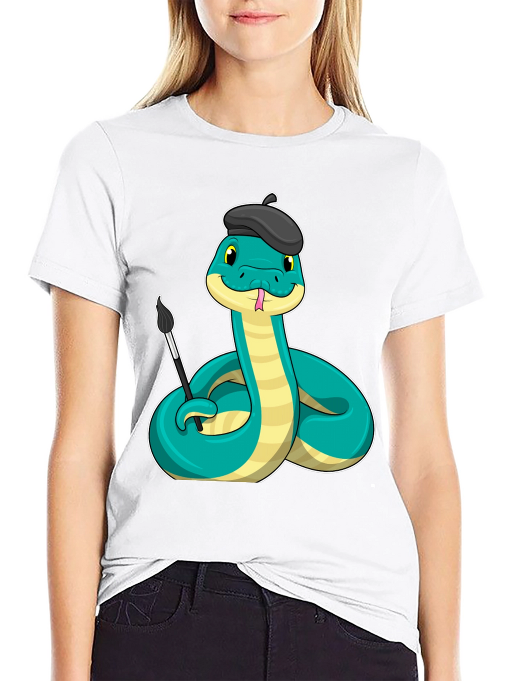 Artist Snake T-Shirt - Funny Cartoon Reptile Tee