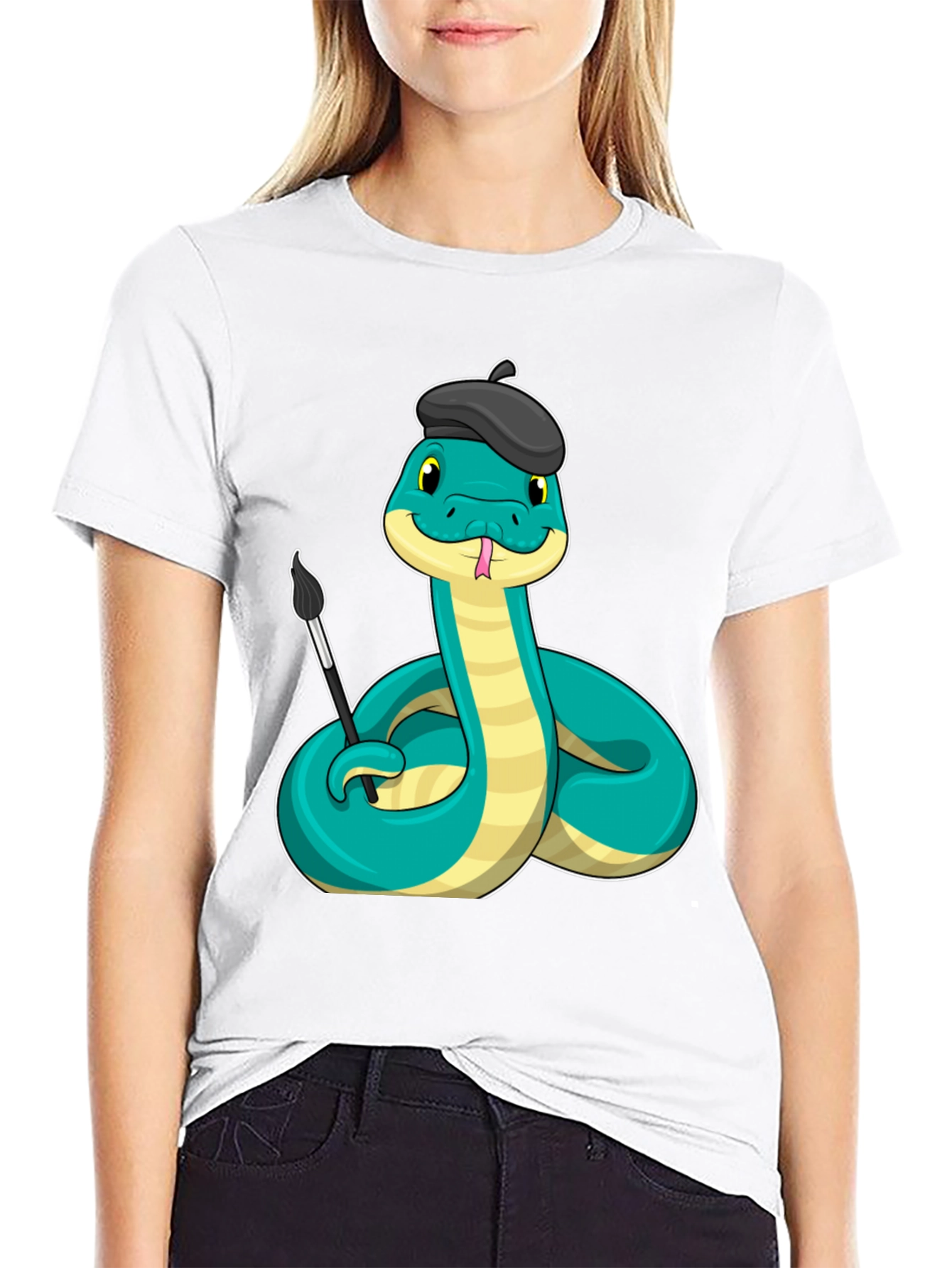 Artist Snake T-Shirt - Funny Cartoon Reptile Tee