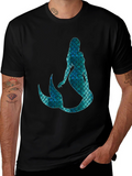 Mystic Mermaid Scale Graphic Black T-Shirt
