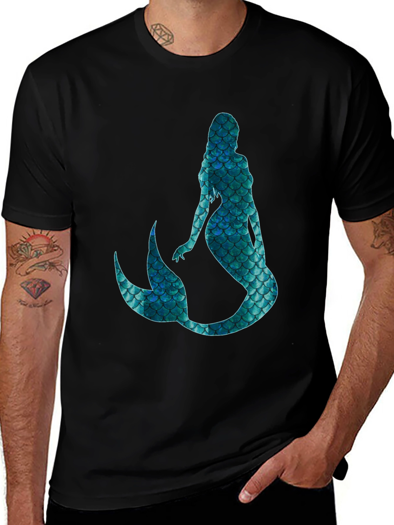 Mystic Mermaid Scale Graphic Black T-Shirt