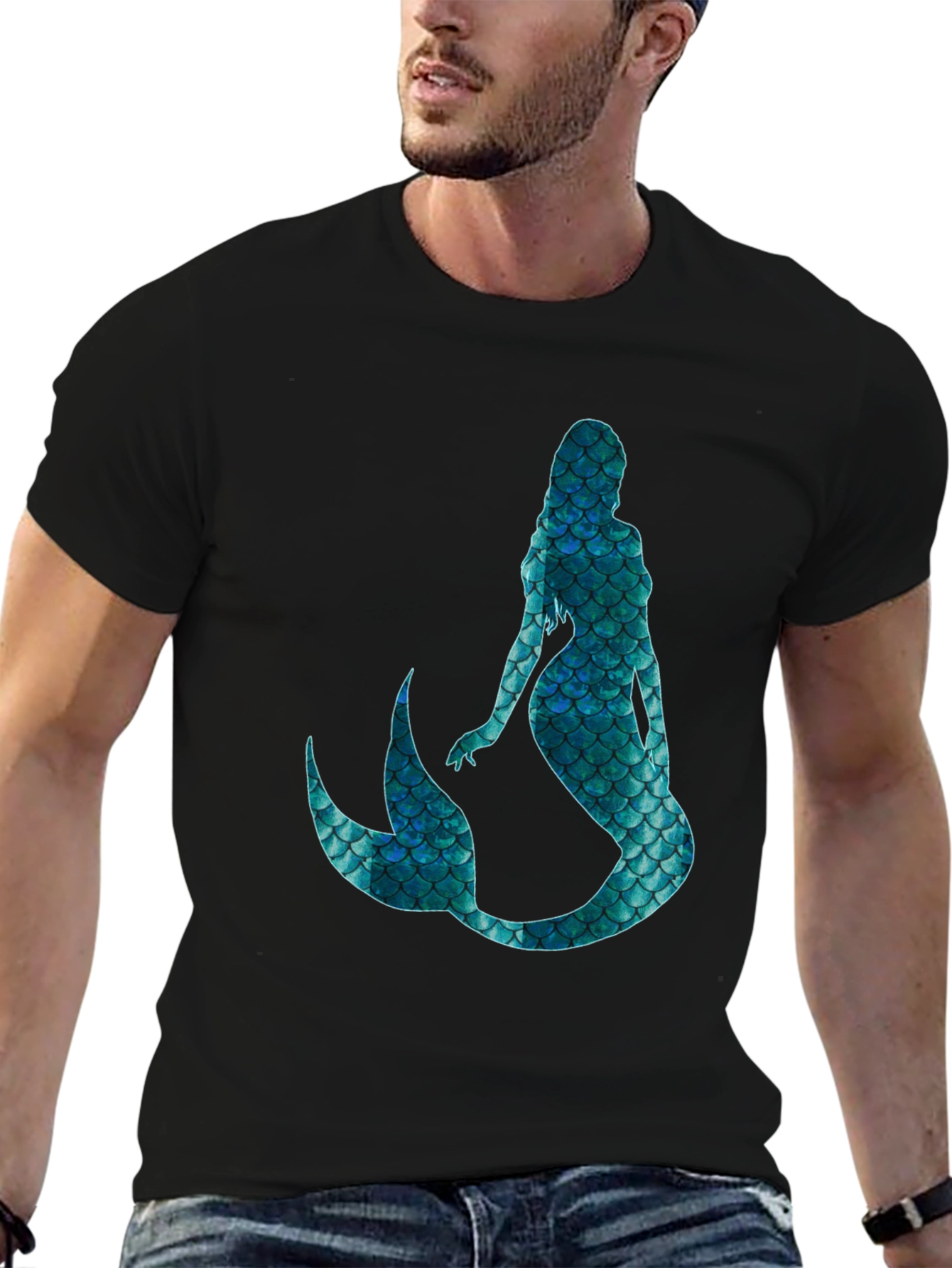 Mystic Mermaid Scale Graphic Black T-Shirt