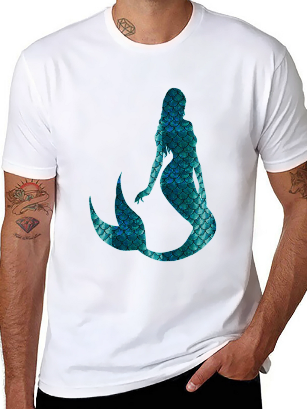 Mystic Mermaid Scale Graphic Black T-Shirt