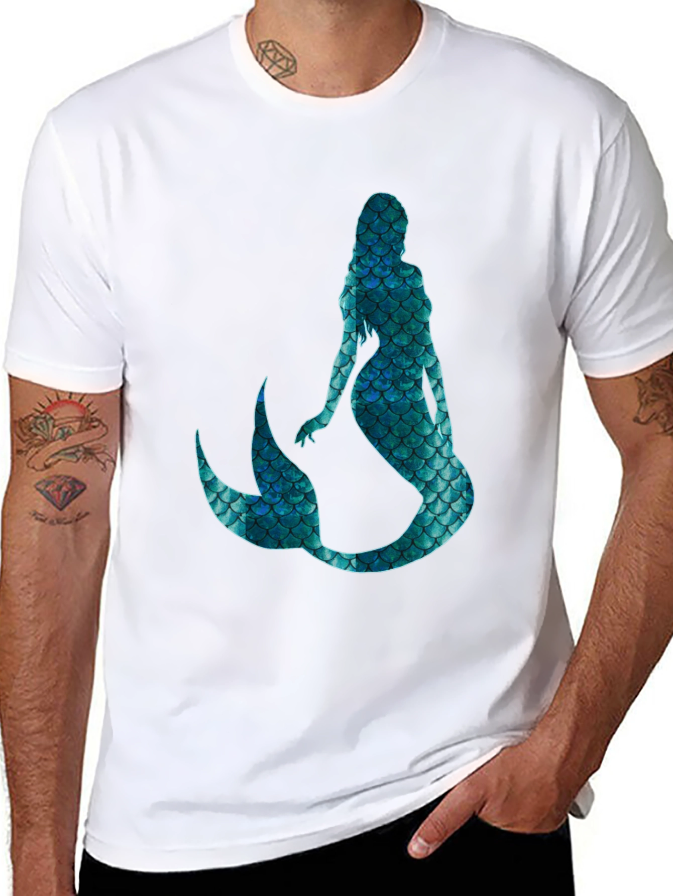 Mystic Mermaid Scale Graphic Black T-Shirt