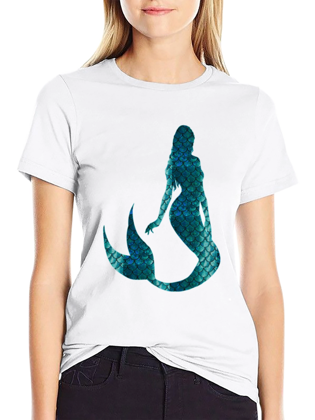 Mystic Mermaid Scale Graphic Black T-Shirt
