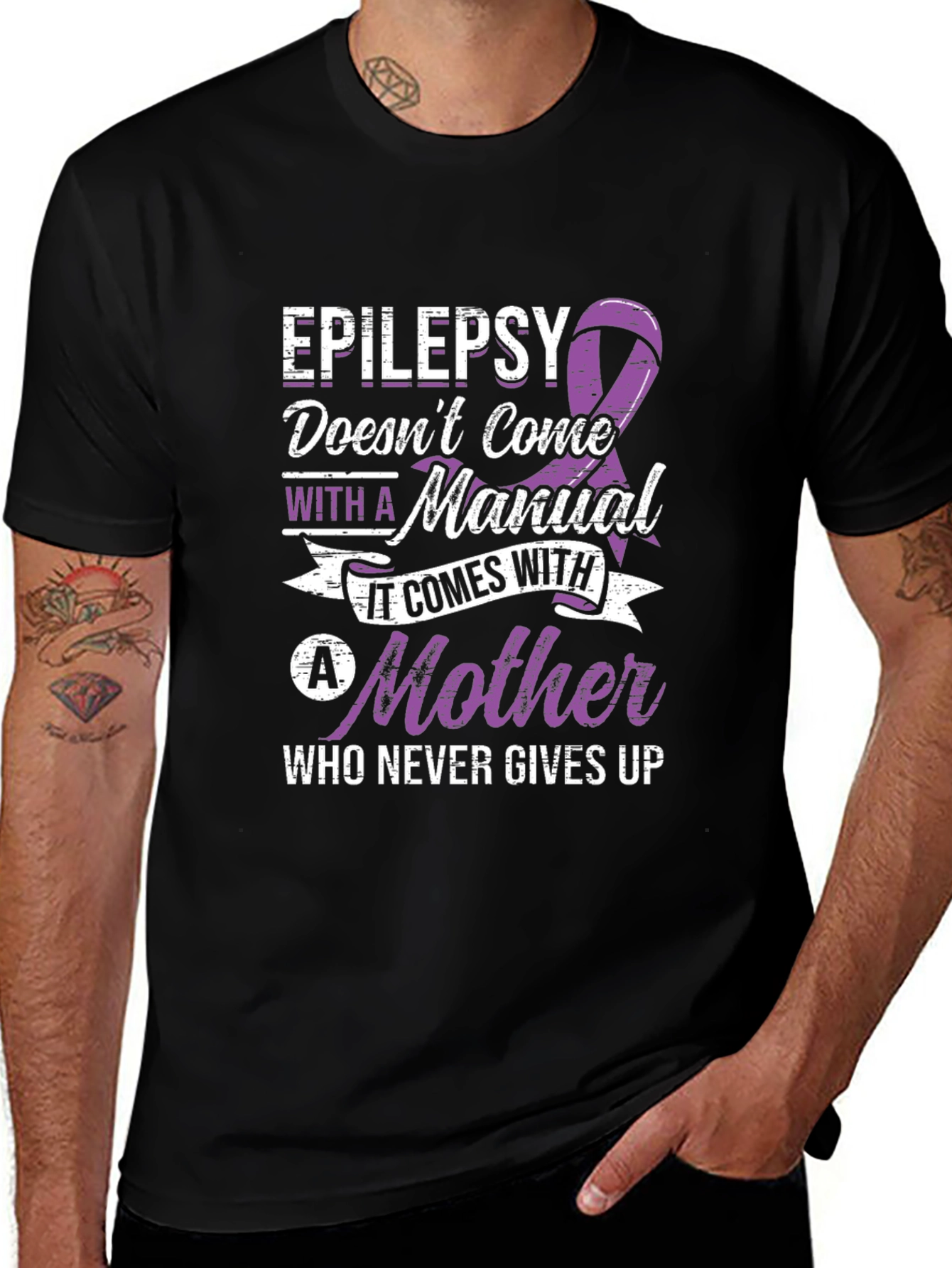 Epilepsy Mother T-Shirt Purple Ribbon