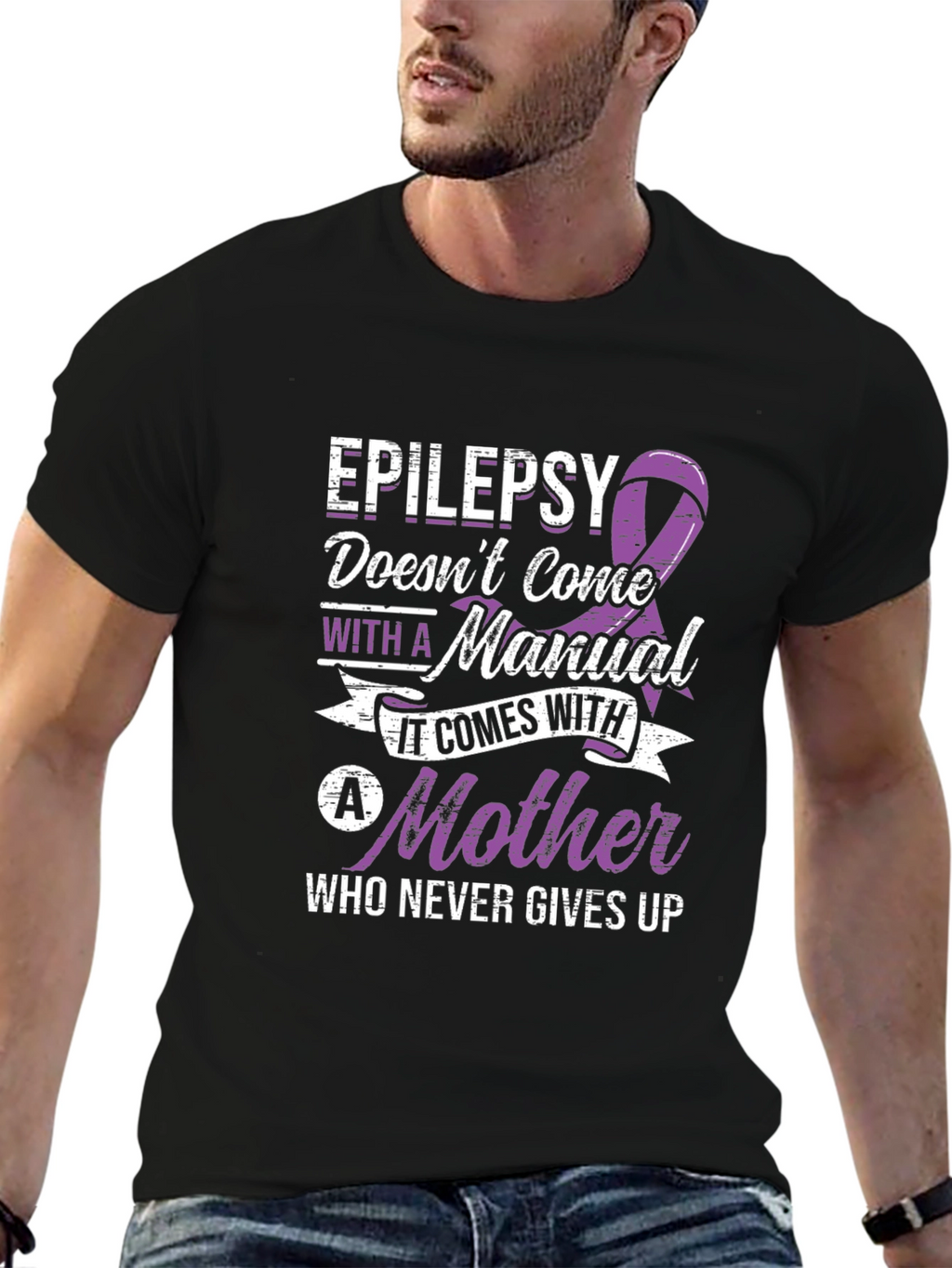 Epilepsy Mother T-Shirt Purple Ribbon