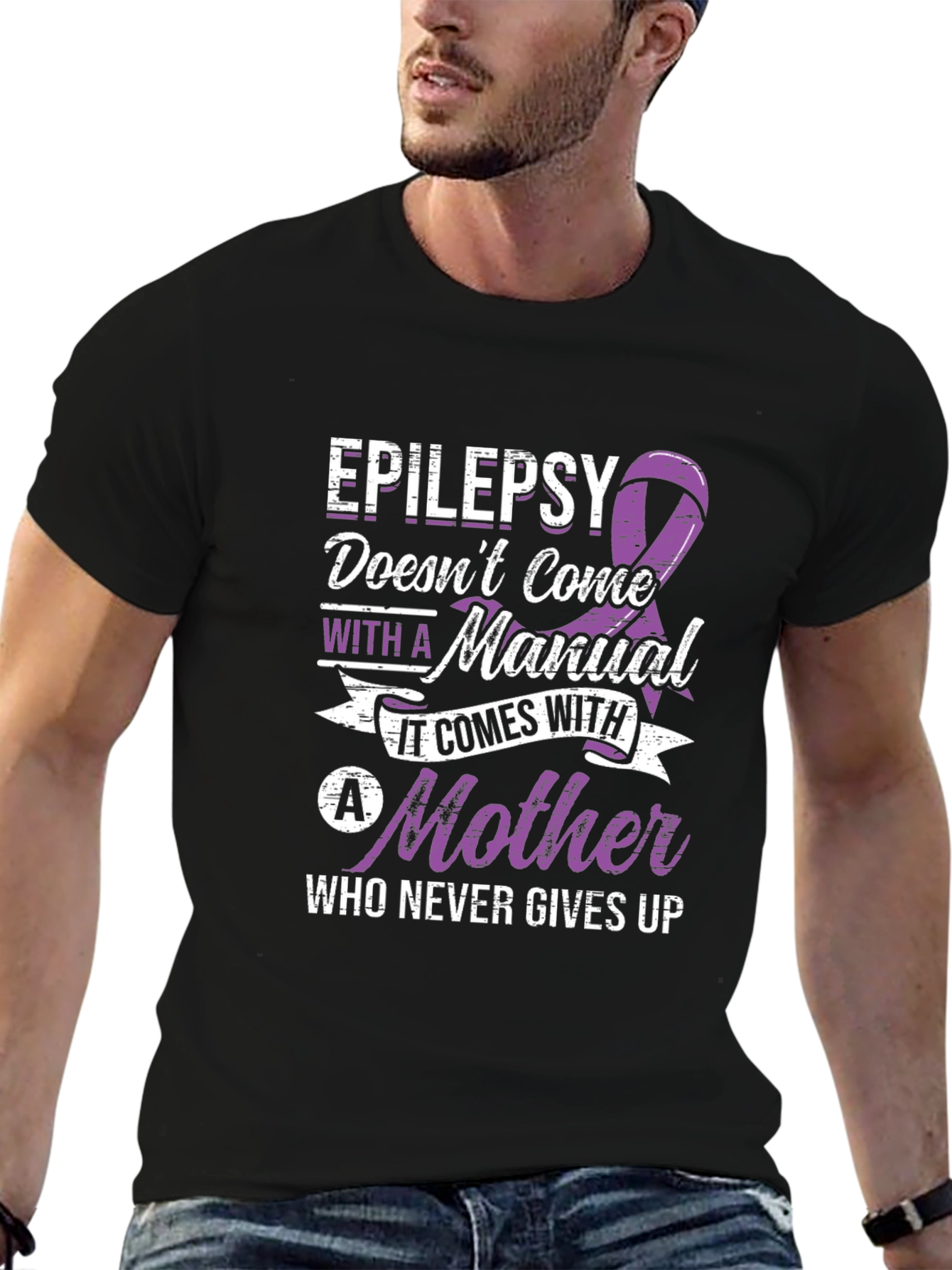 Epilepsy Mother T-Shirt Purple Ribbon