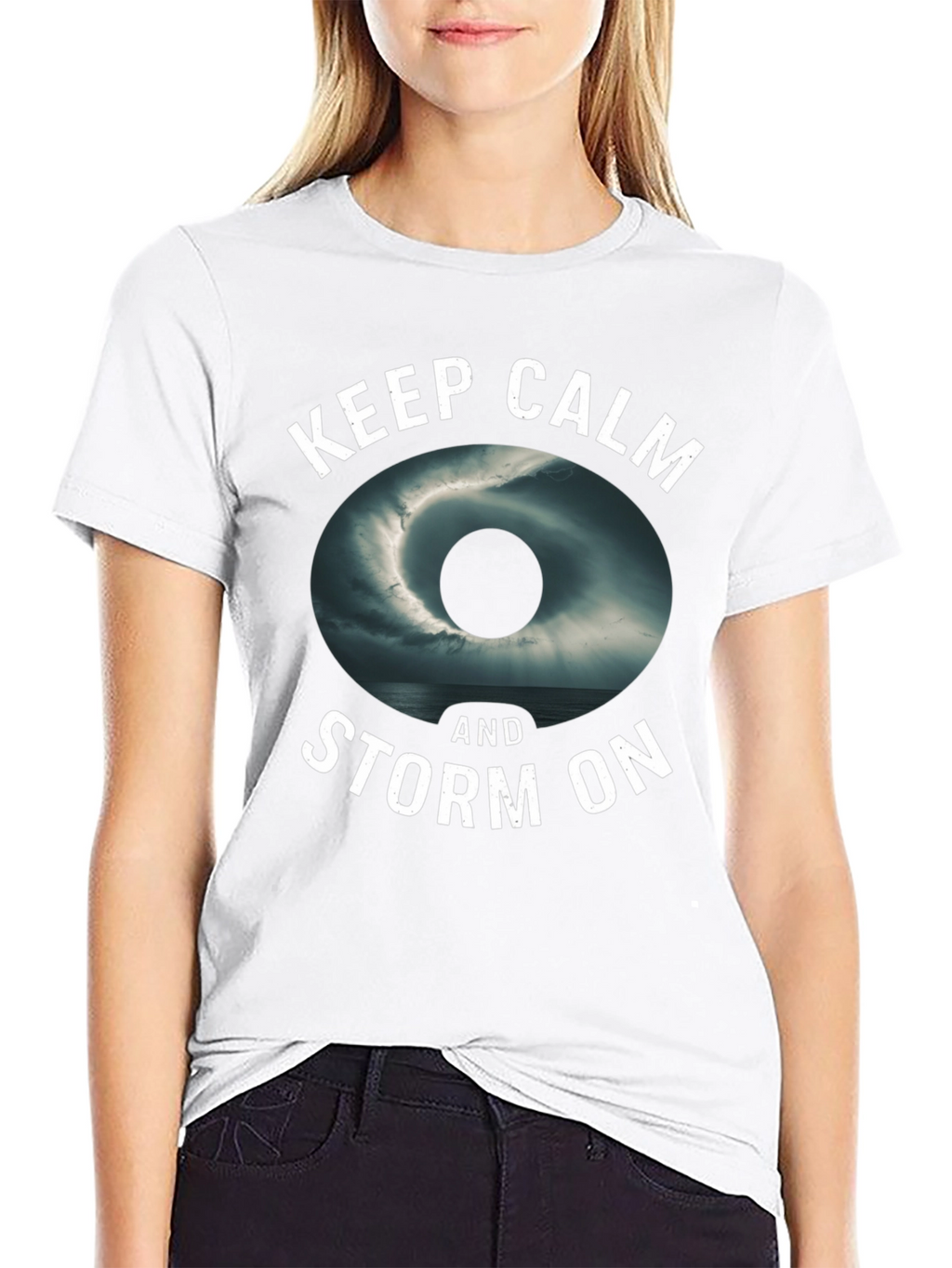 Keep Calm and Storm On Black Graphic Tee