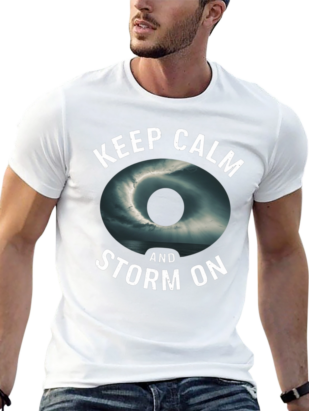 Keep Calm and Storm On Black Graphic Tee