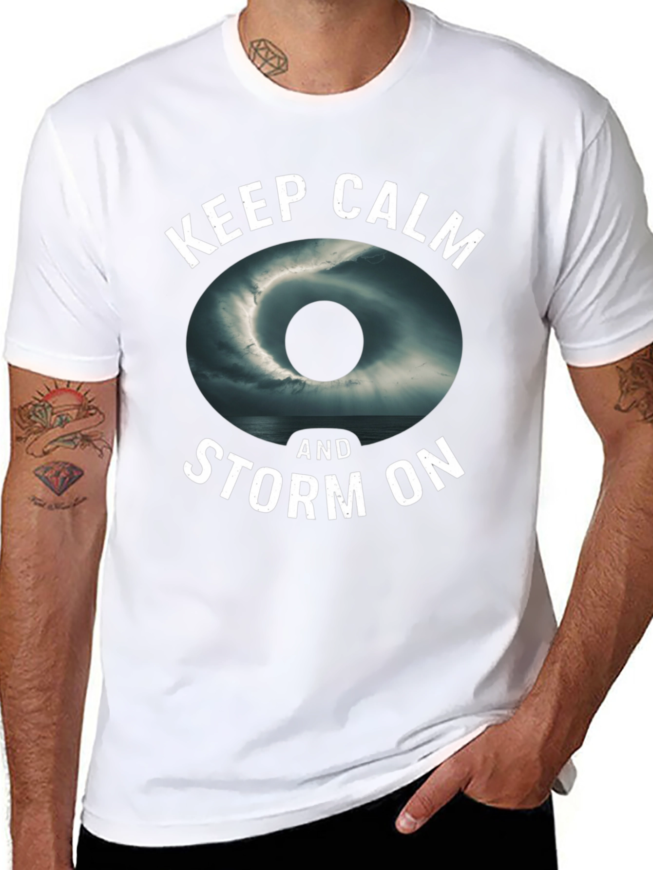 Keep Calm and Storm On Black Graphic Tee