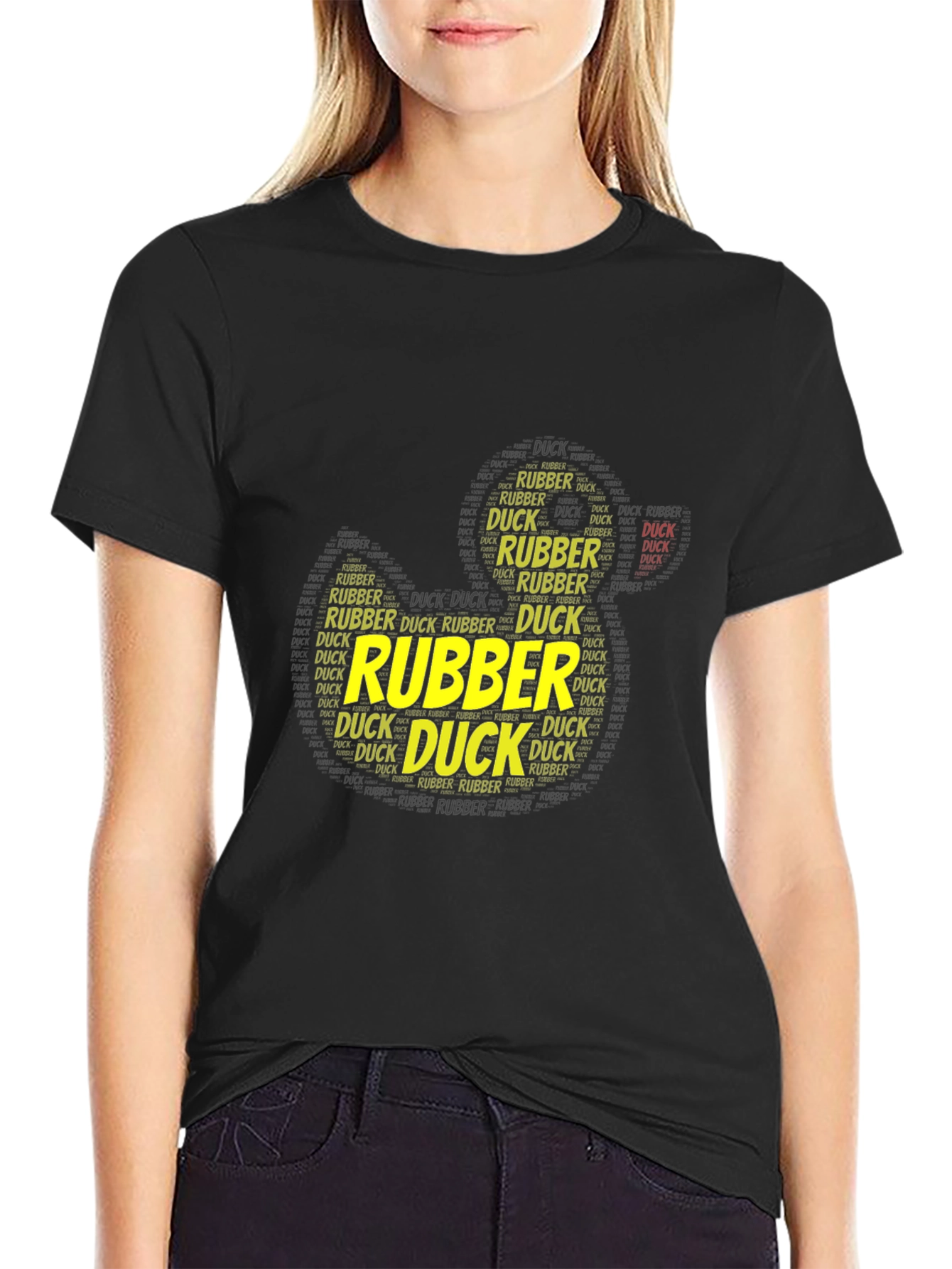 Rubber Duck Word Art Black T-Shirt