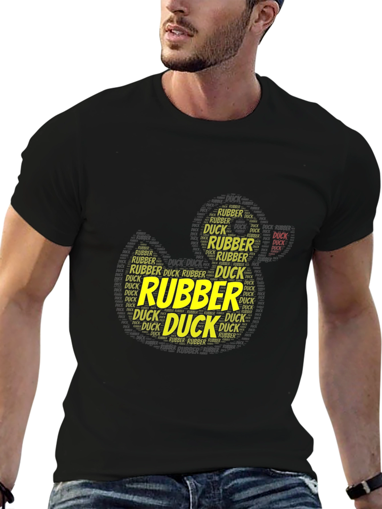 Rubber Duck Word Art Black T-Shirt
