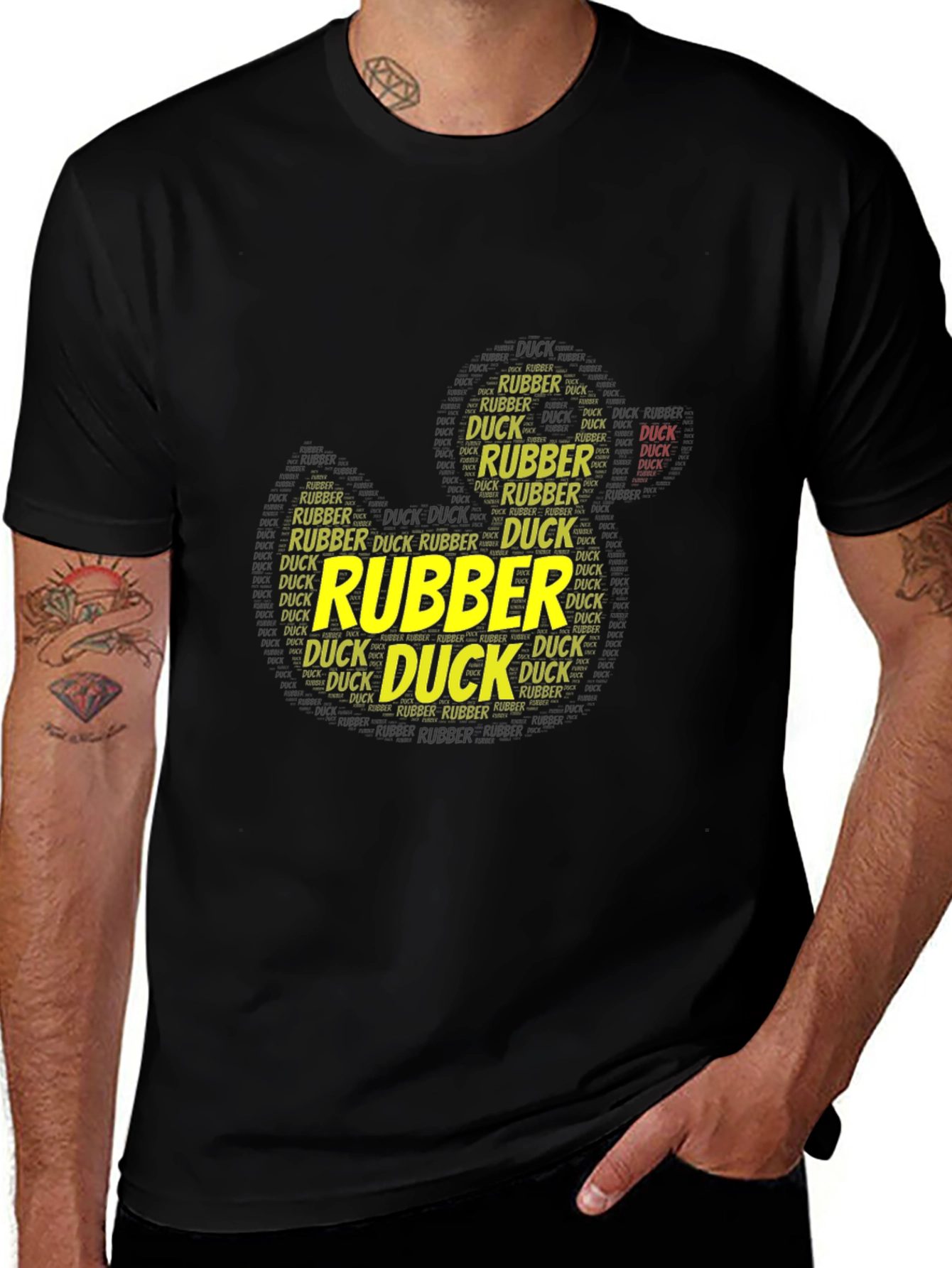 Rubber Duck Word Art Black T-Shirt