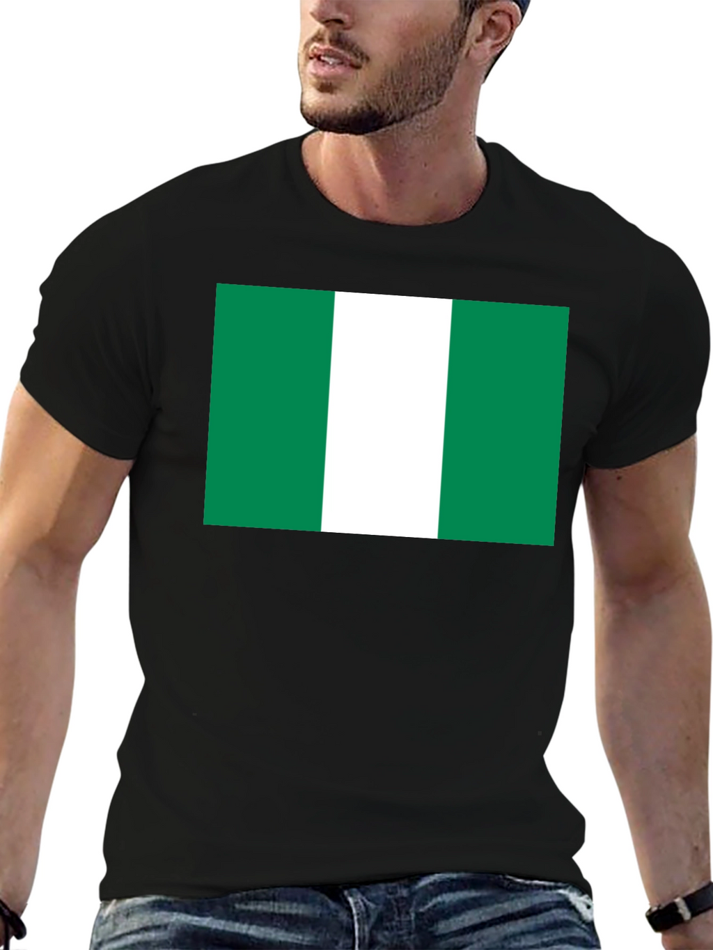 Nigeria Flag T-Shirt - Black Cotton Tee