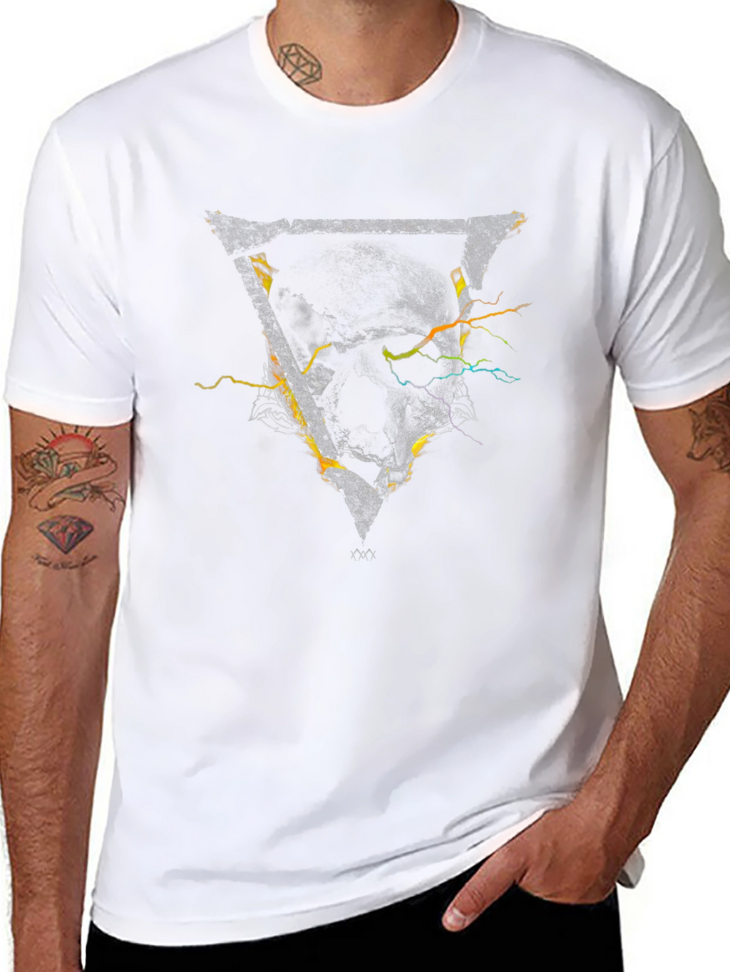 Abstract Triangle Graphic Mens Black T-Shirt
