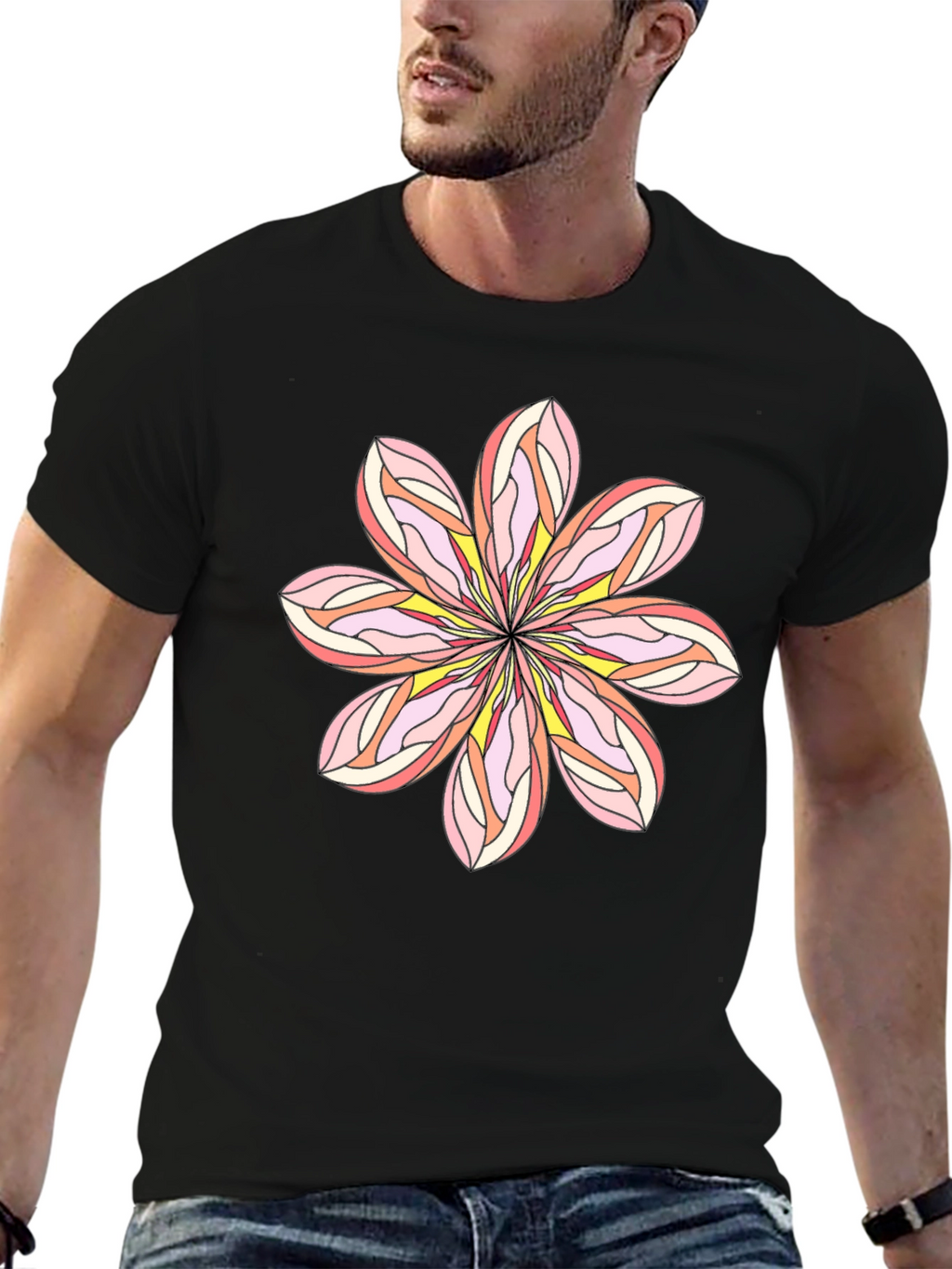 Floral Graphic Tee - Black Cotton Blend