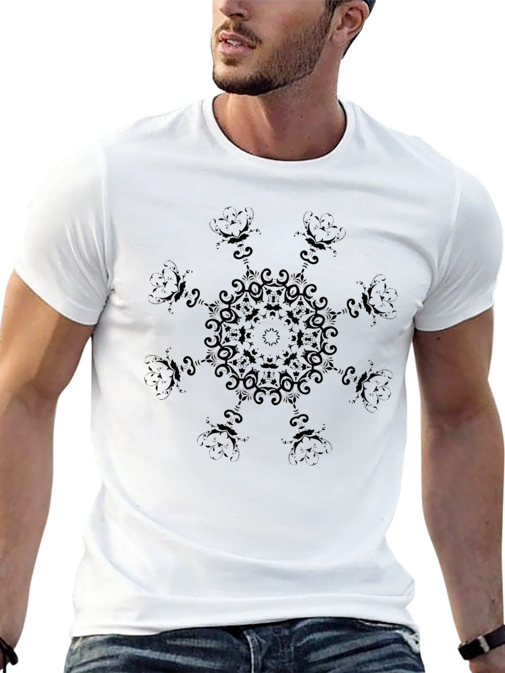 Black Mandala Graphic Tee - Stylish Mens T-Shirt