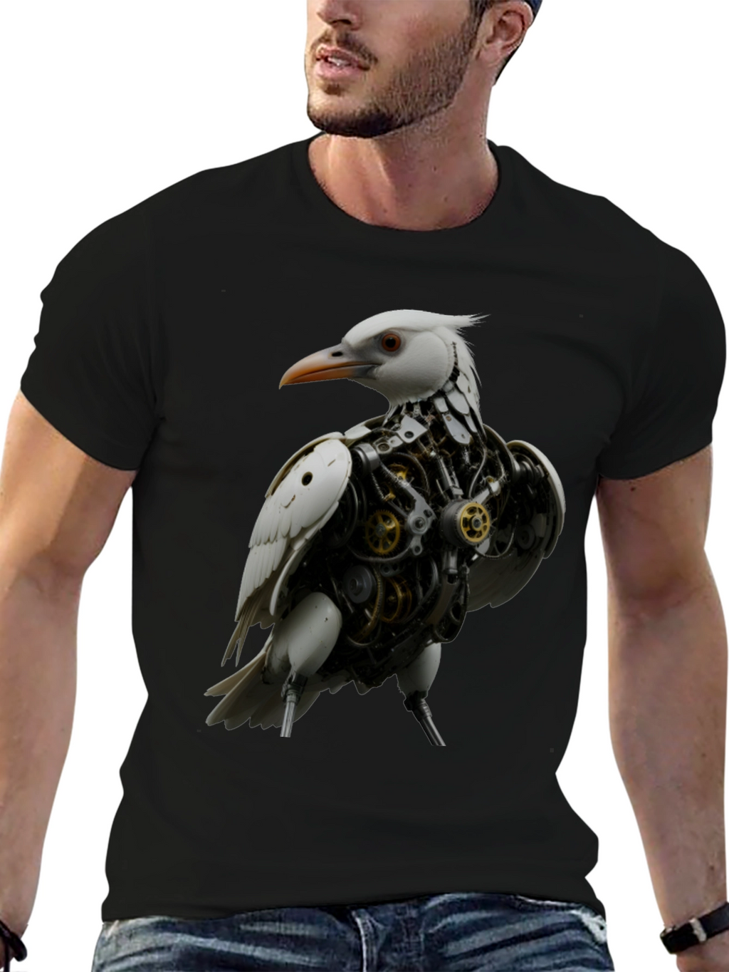 Steampunk Bird Graphic Tee - Unique Design