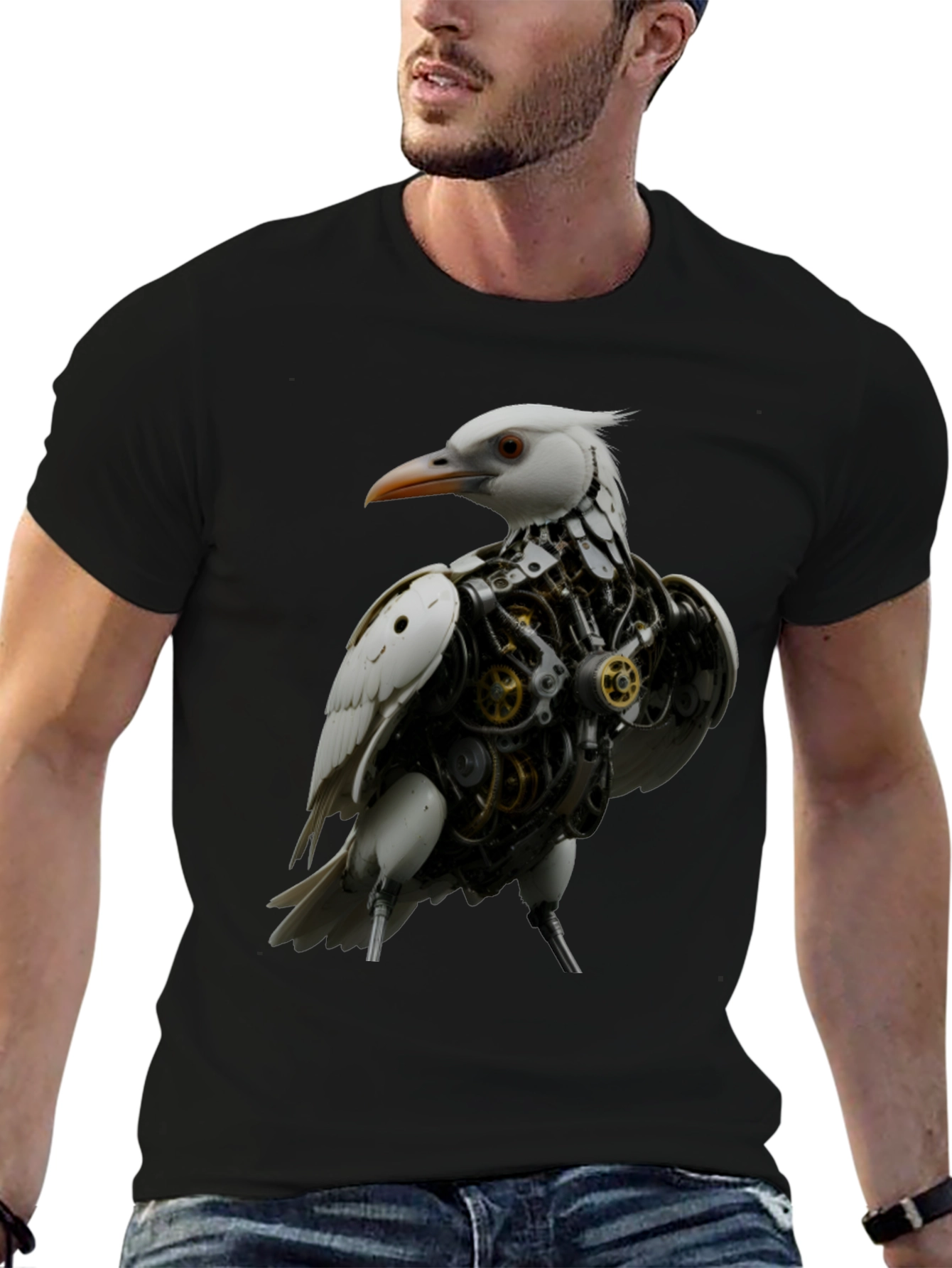 Steampunk Bird Graphic Tee - Unique Design