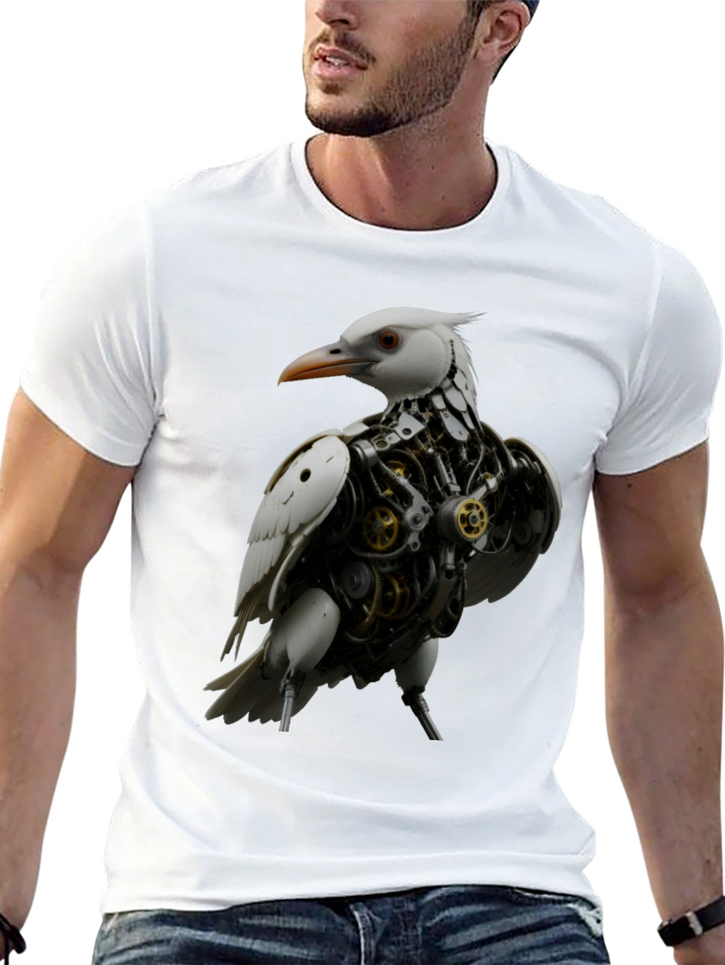 Steampunk Bird Graphic Tee - Unique Design