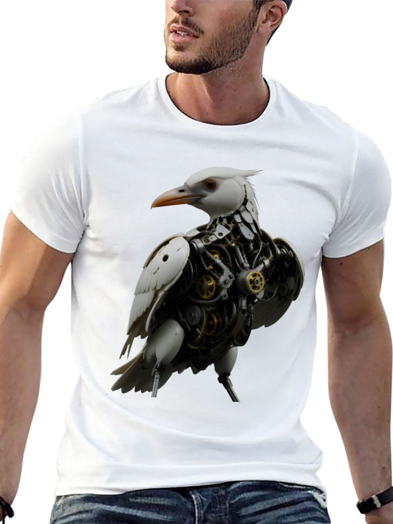 Steampunk Bird Graphic Tee - Unique Design
