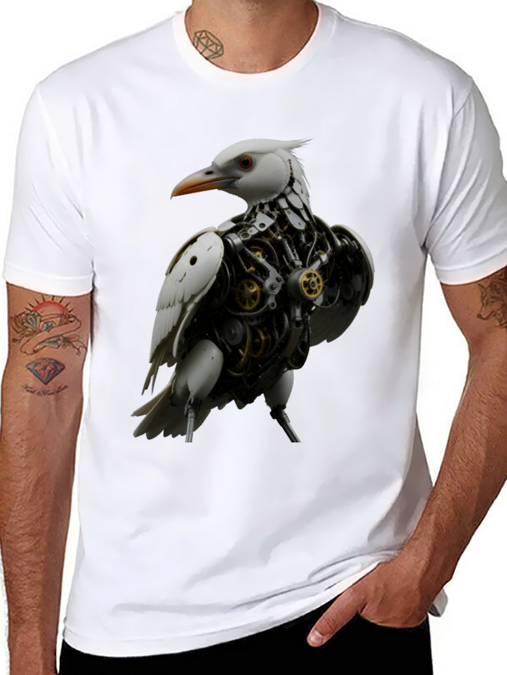 Steampunk Bird Graphic Tee - Unique Design
