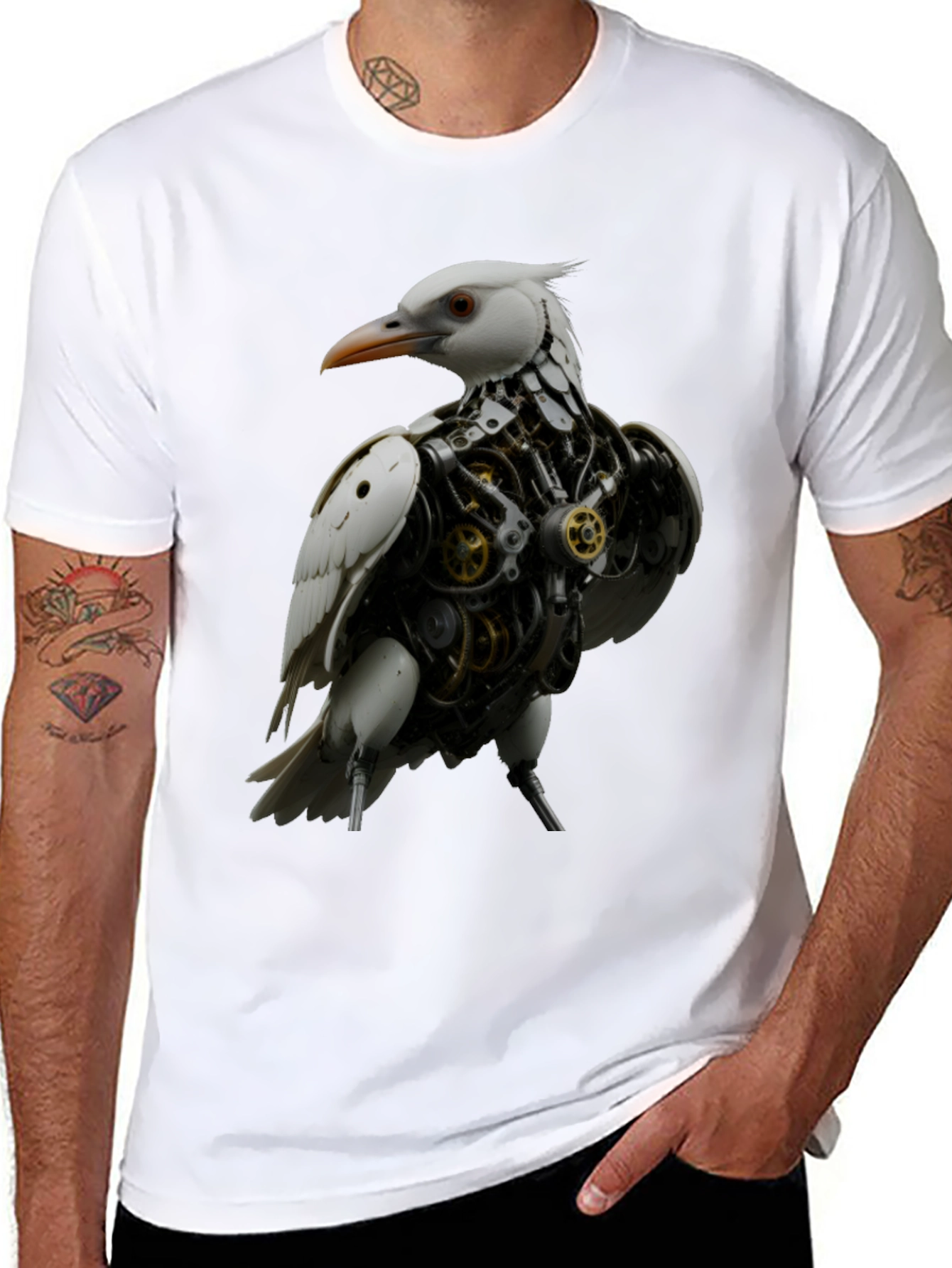 Steampunk Bird Graphic Tee - Unique Design