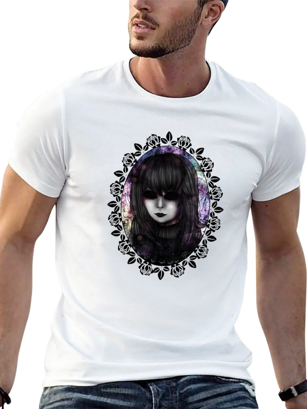 Gothic Doll Graphic Tee - Mens Black T-Shirt