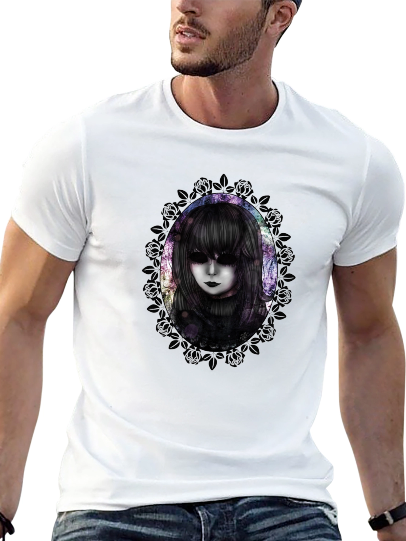 Gothic Doll Graphic Tee - Mens Black T-Shirt