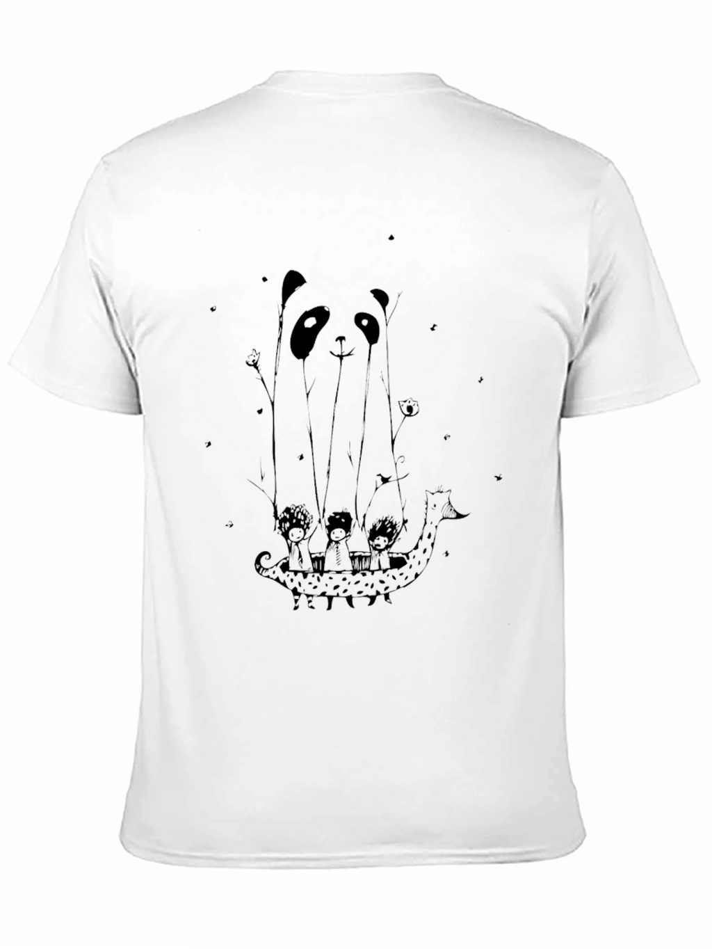 Panda Boat Ride Graphic Tee - Black Cotton T-Shirt