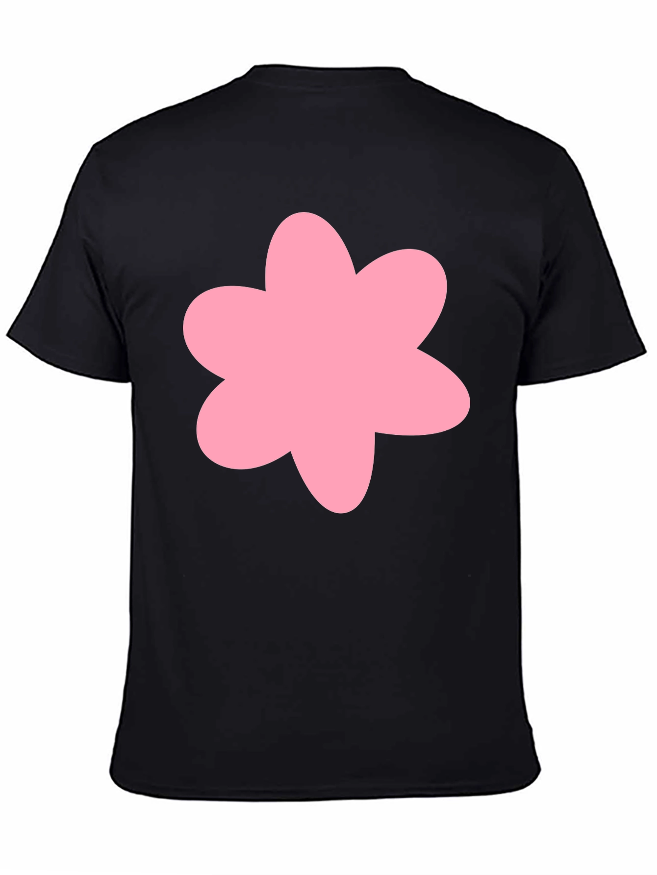 Pink Flower Graphic Black T-Shirt