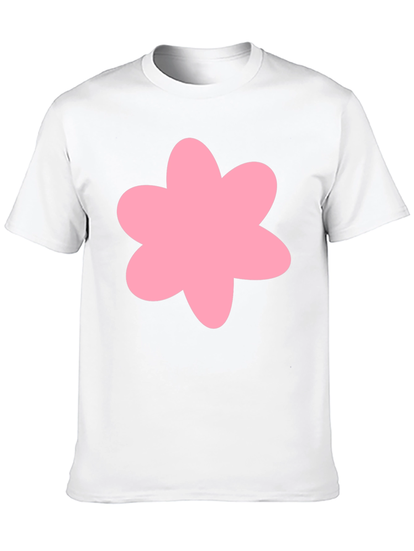 Pink Flower Graphic Black T-Shirt