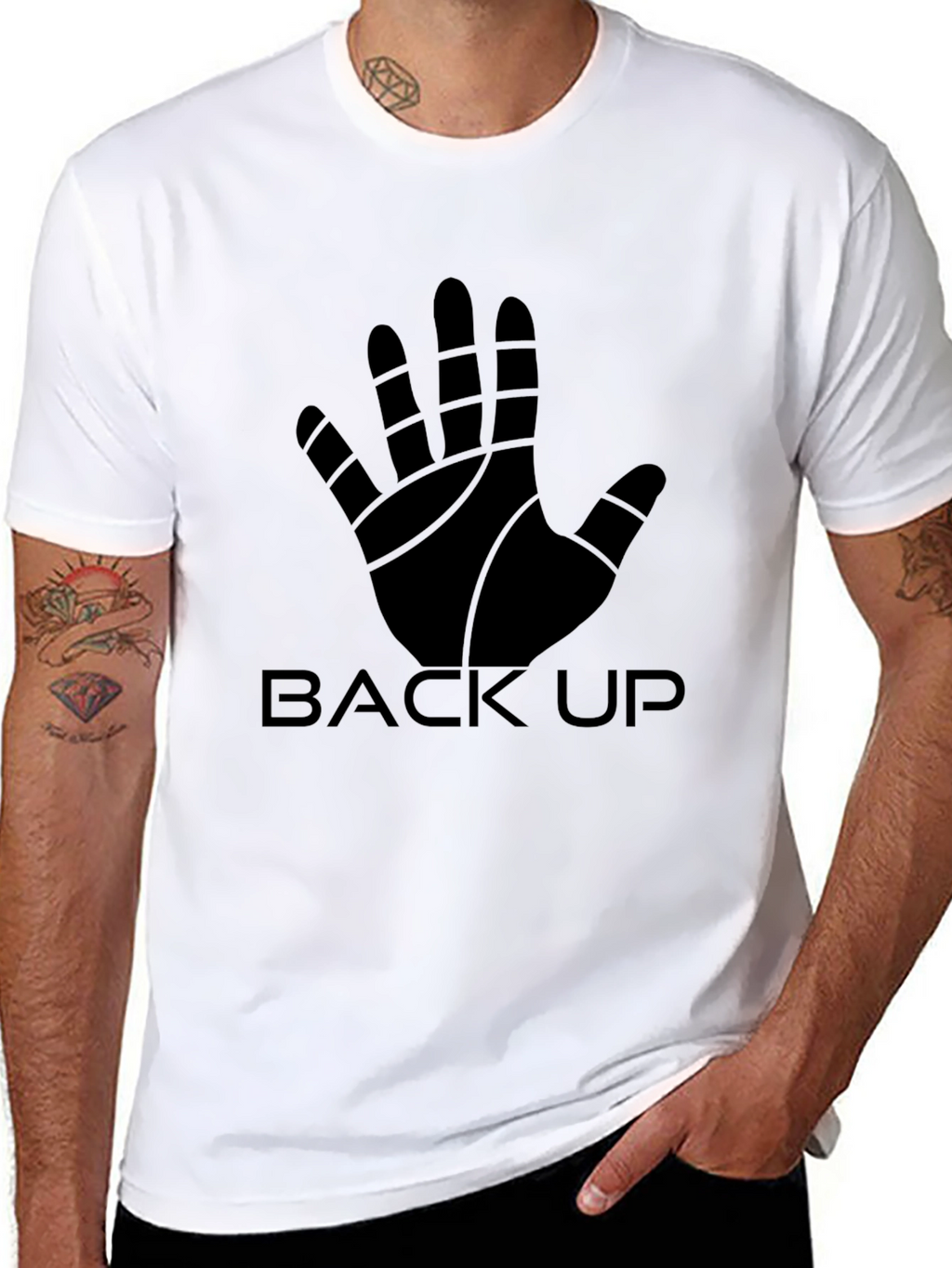 Back Up Hand Graphic Black T-Shirt