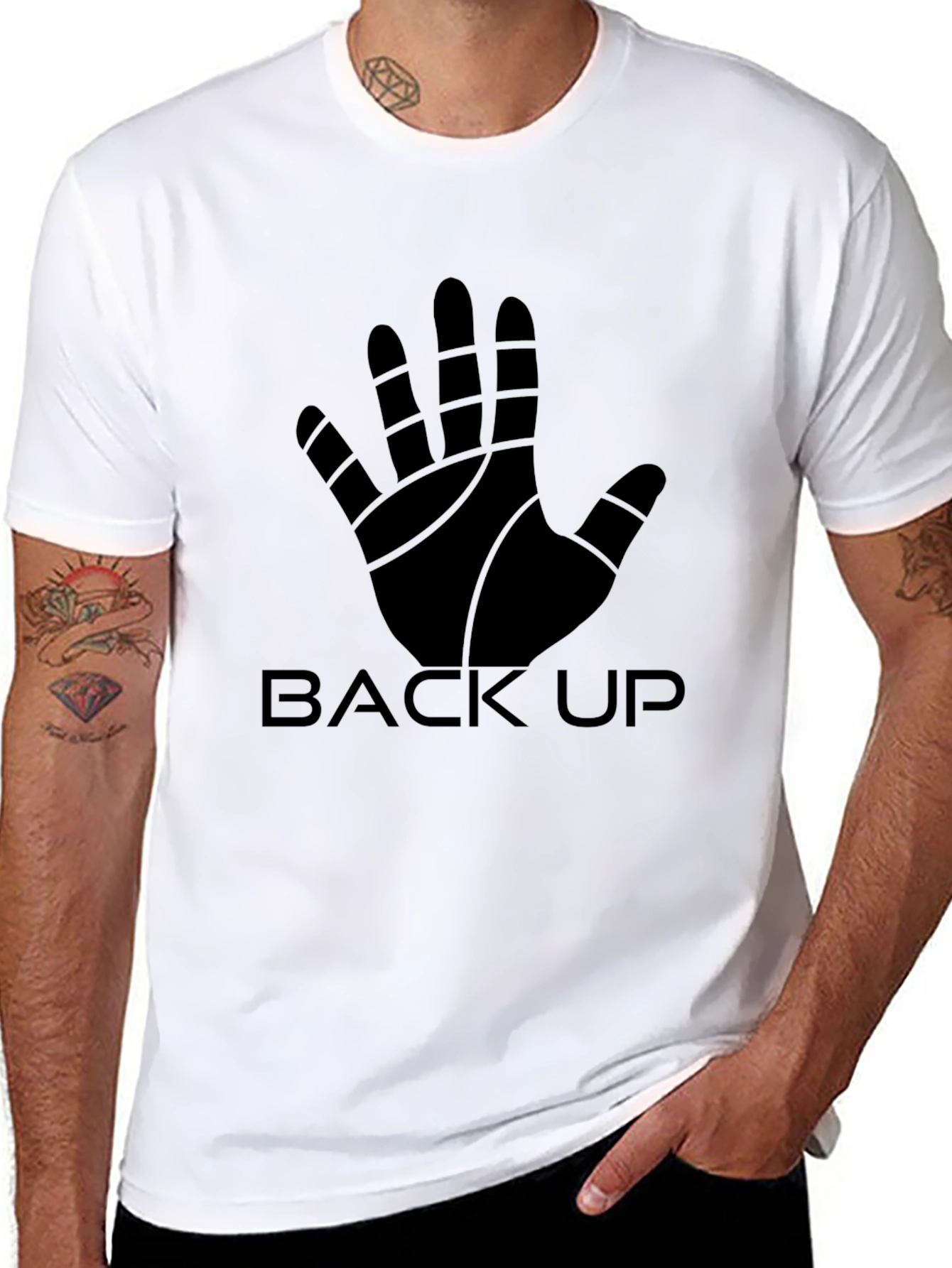 Back Up Hand Graphic Black T-Shirt