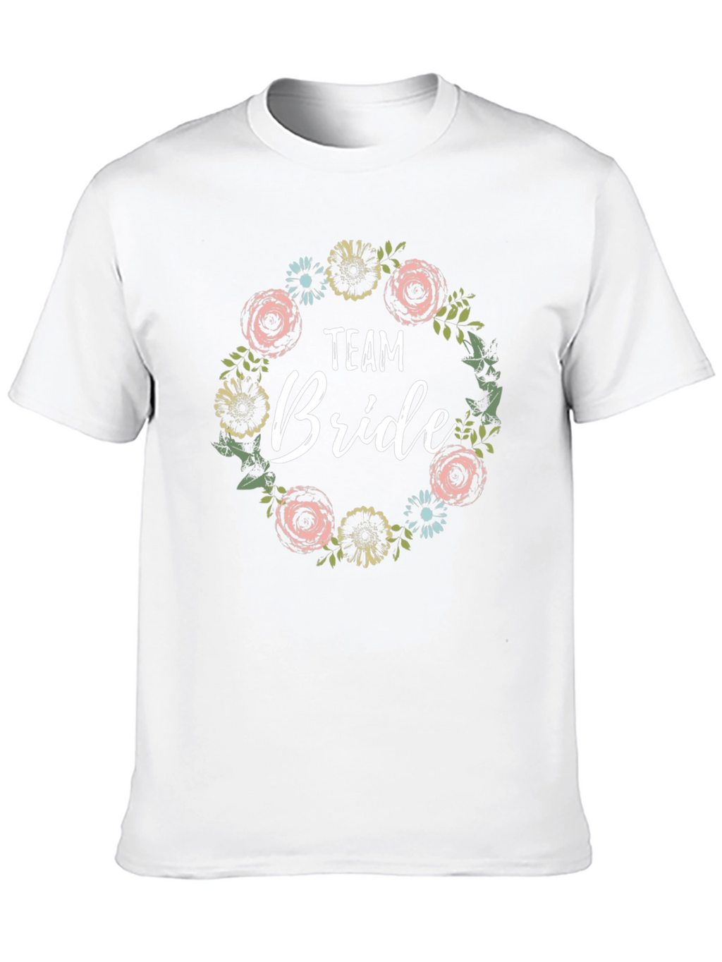 Team Bride Floral Wreath T-Shirt - Black