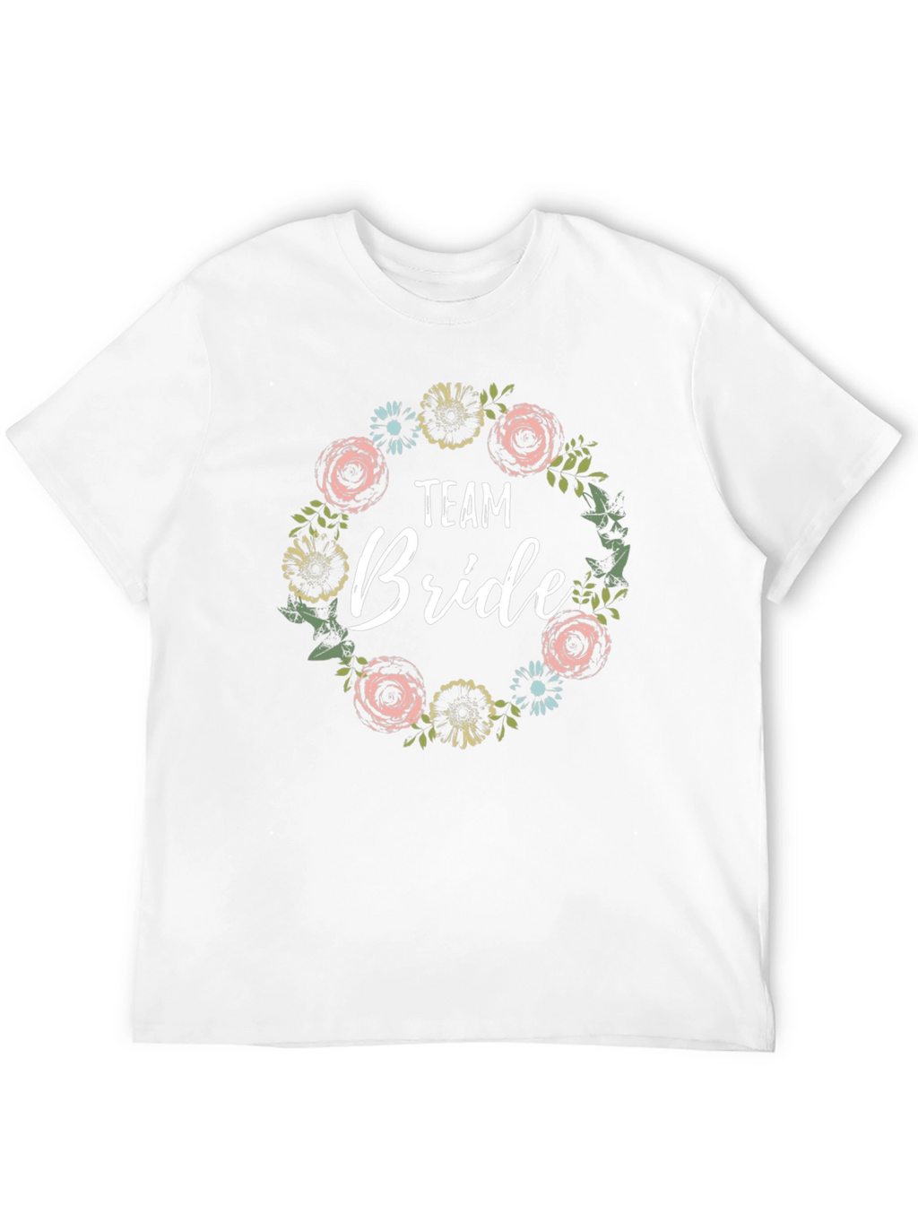 Team Bride Floral Wreath T-Shirt - Black