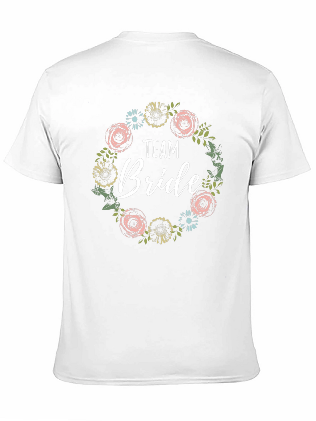 Team Bride Floral Wreath T-Shirt - Black