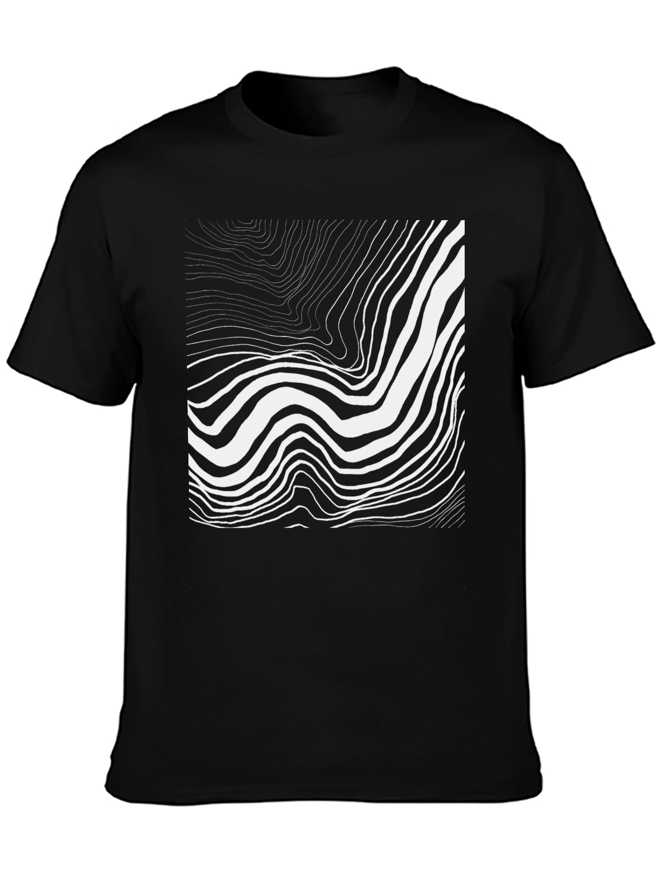 Abstract Wave Graphic Black Tee