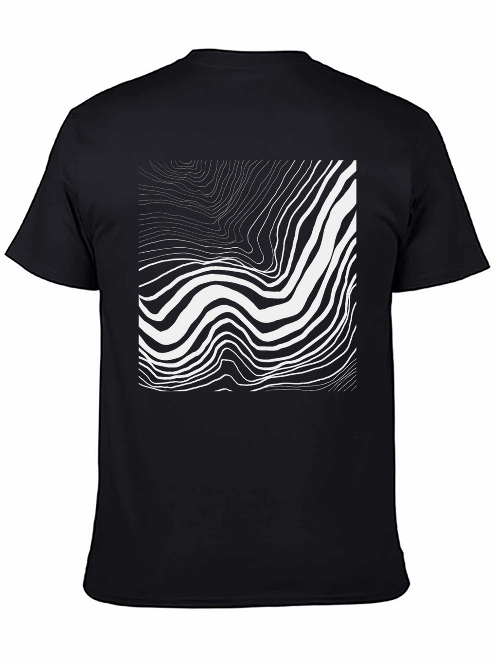 Abstract Wave Graphic Black Tee