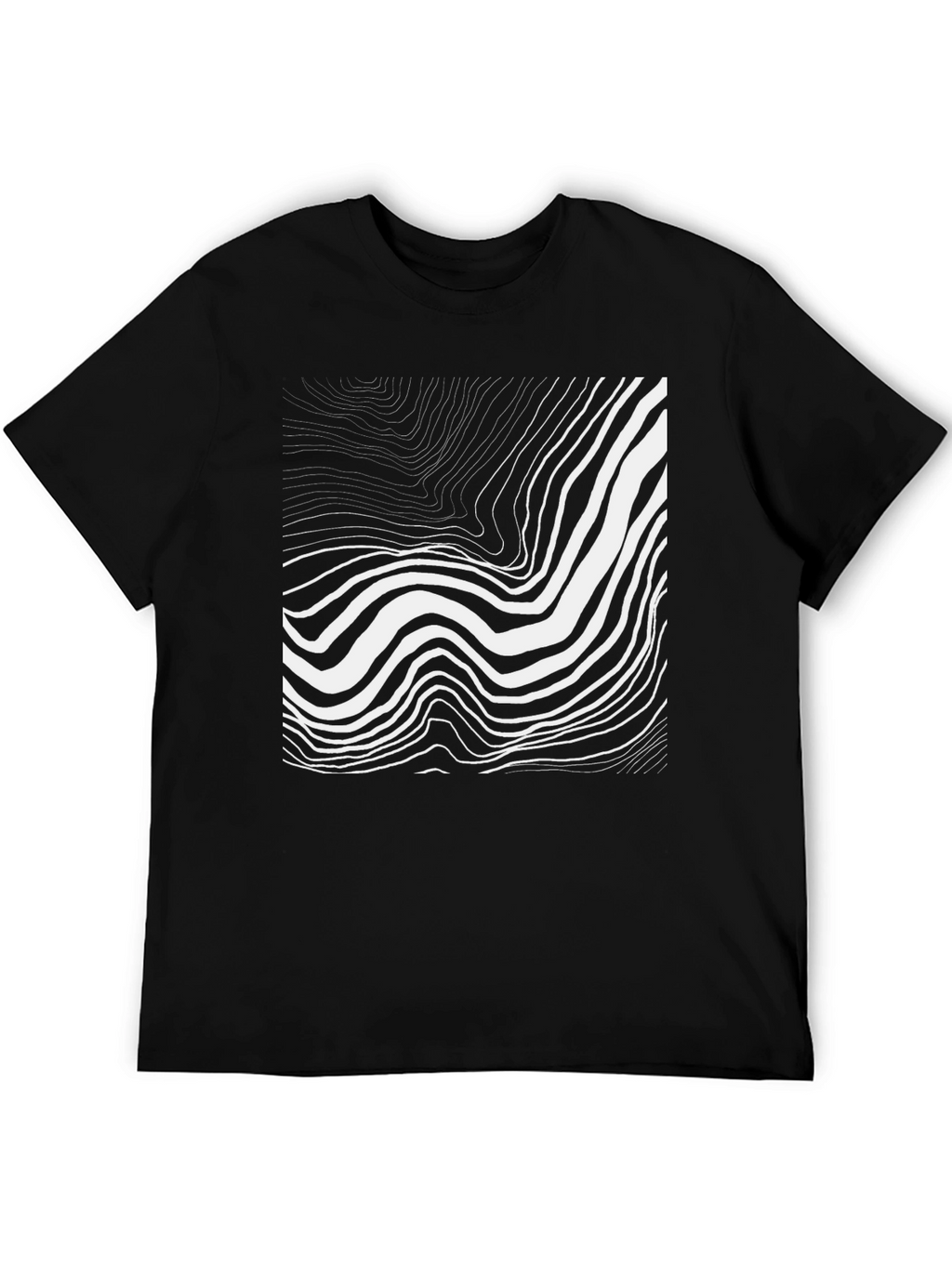 Abstract Wave Graphic Black Tee