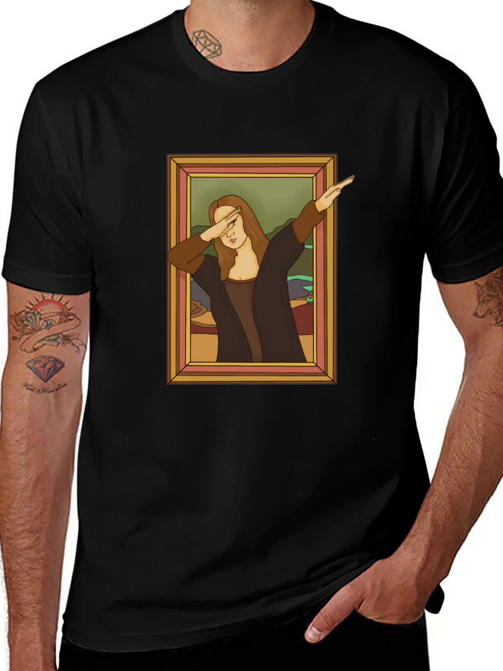 Dabbing Mona Lisa Graphic Tee - Funny Art Shirt