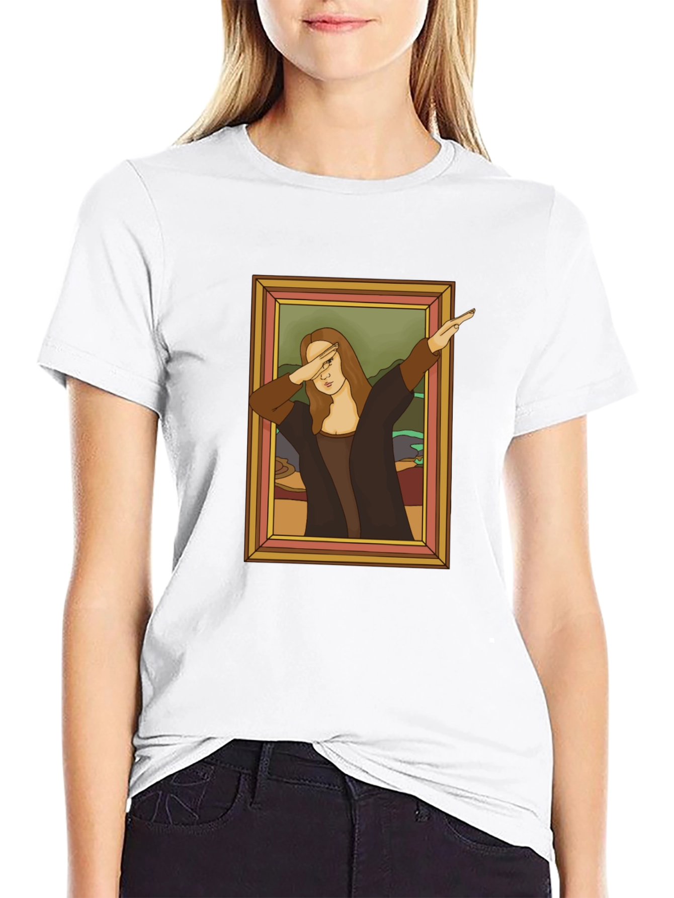 Dabbing Mona Lisa Graphic Tee - Funny Art Shirt