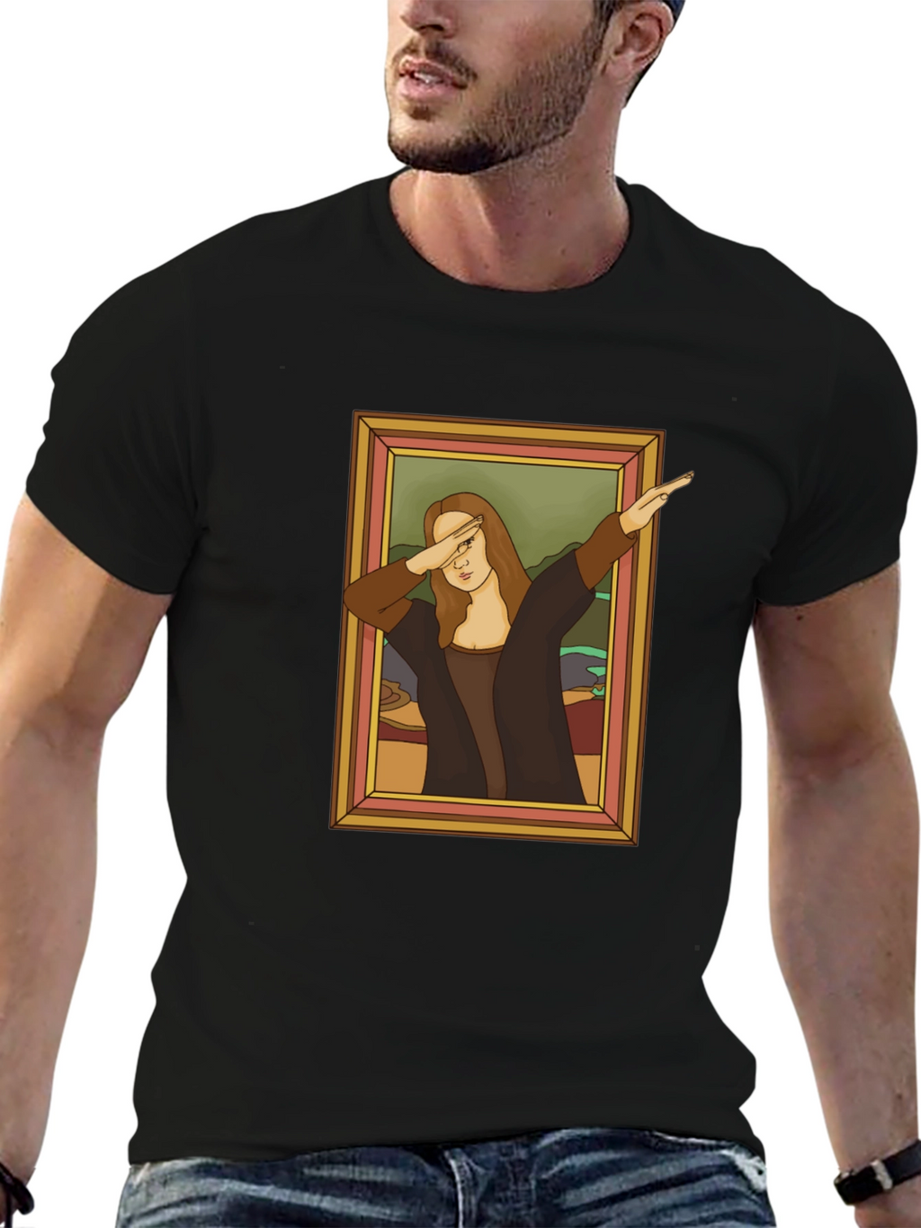 Dabbing Mona Lisa Graphic Tee - Funny Art Shirt
