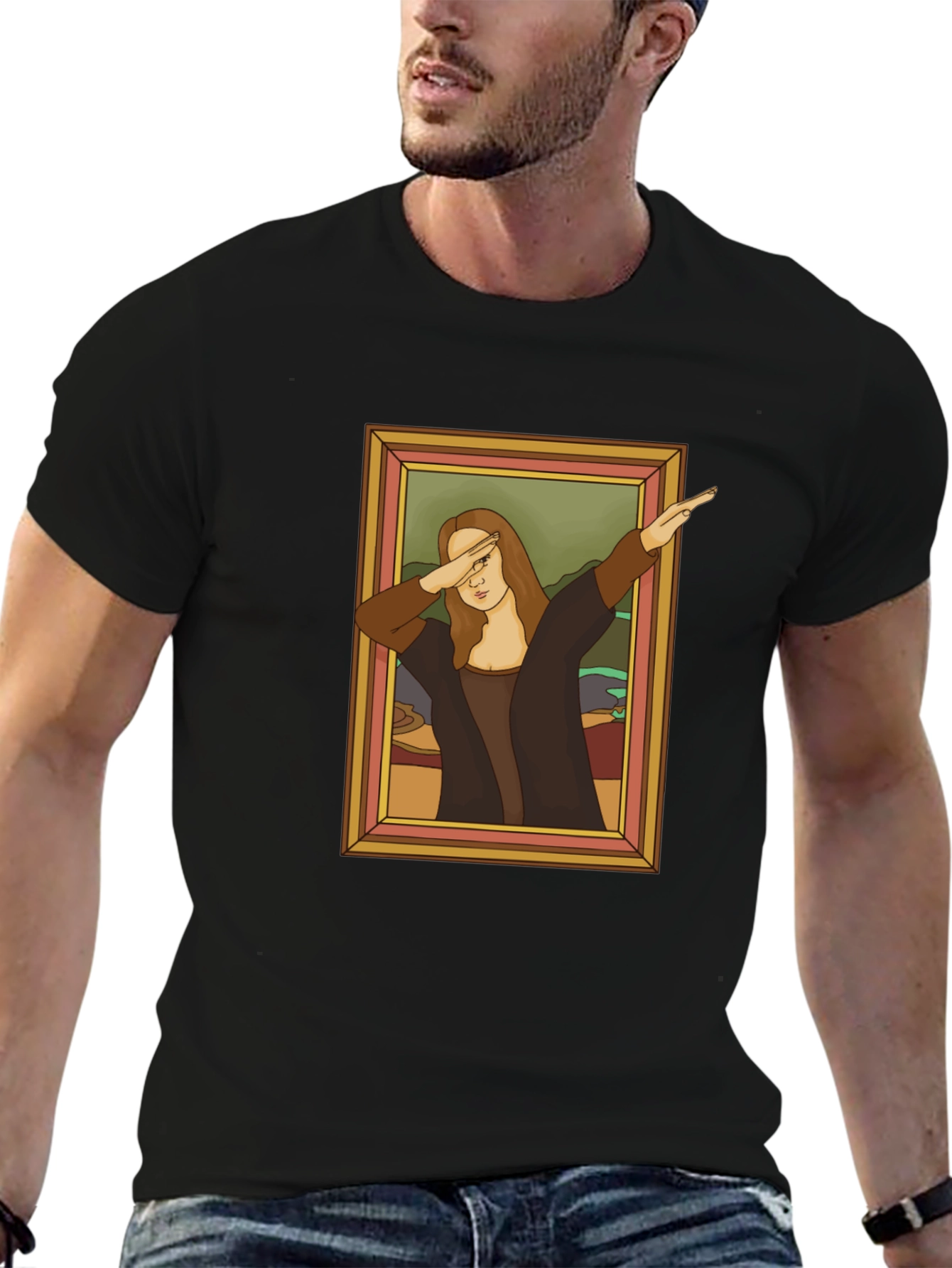 Dabbing Mona Lisa Graphic Tee - Funny Art Shirt