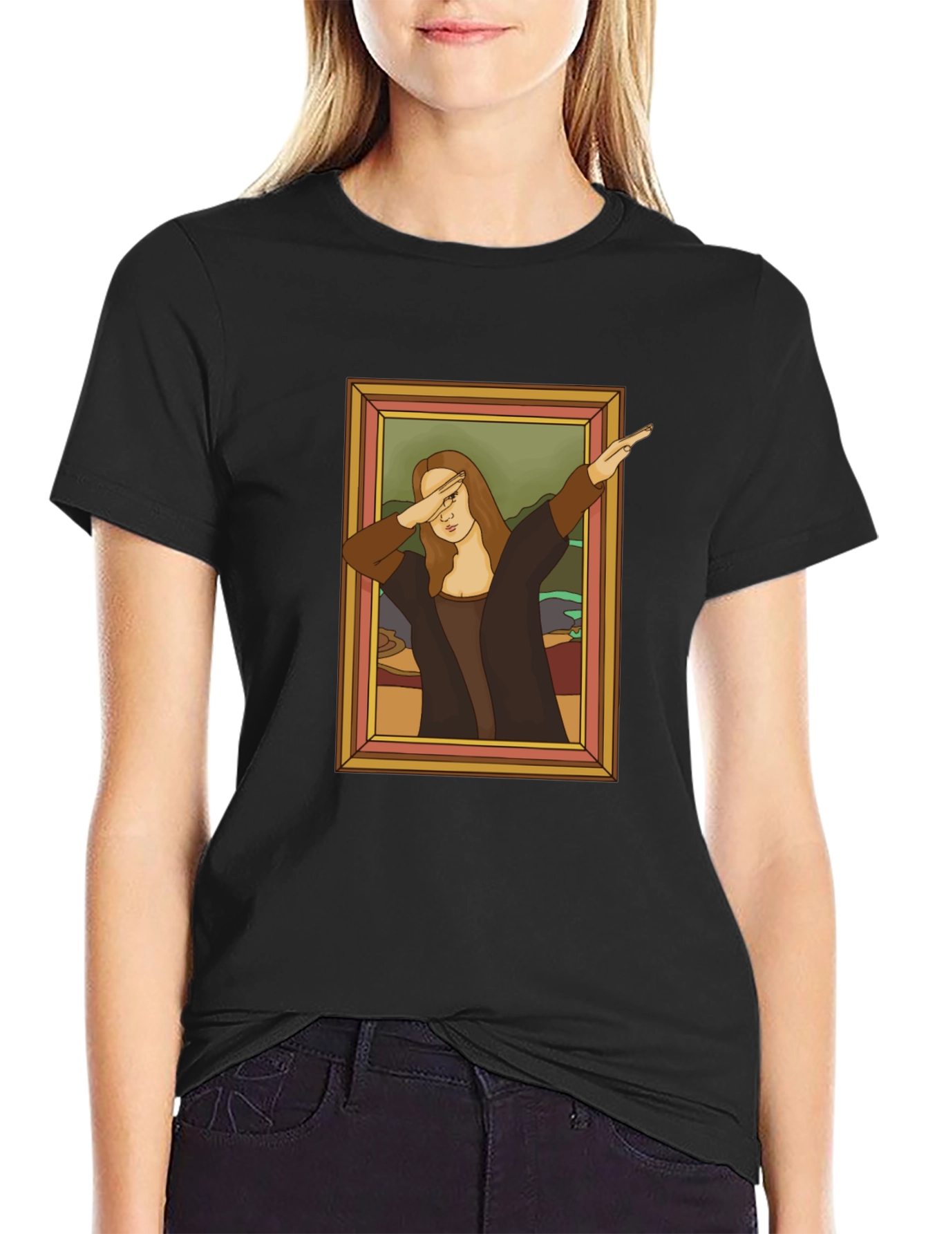 Dabbing Mona Lisa Graphic Tee - Funny Art Shirt