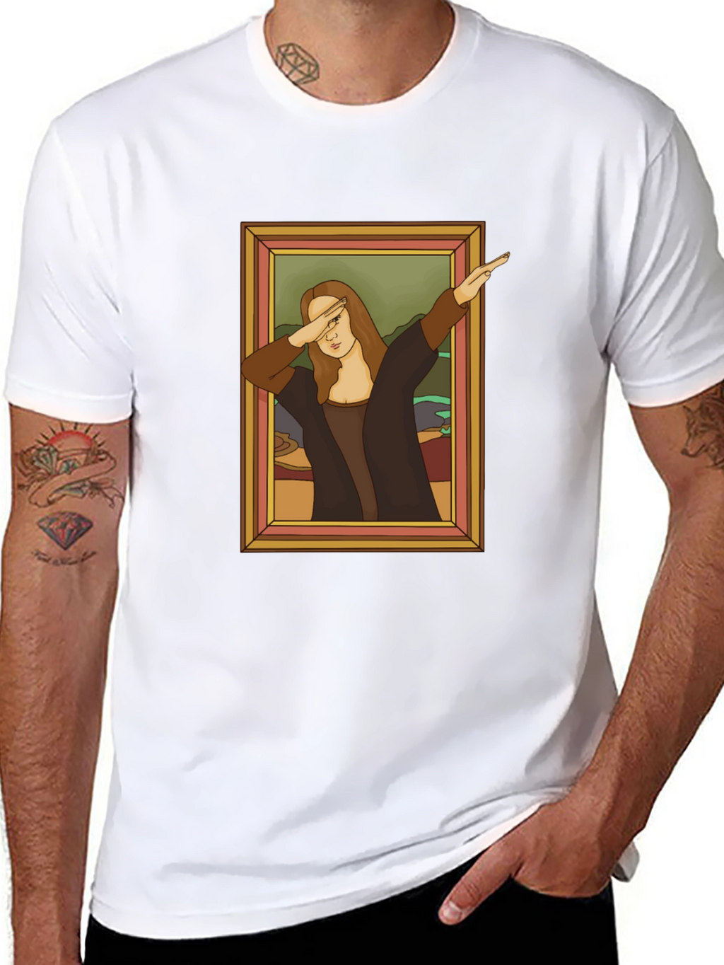 Dabbing Mona Lisa Graphic Tee - Funny Art Shirt