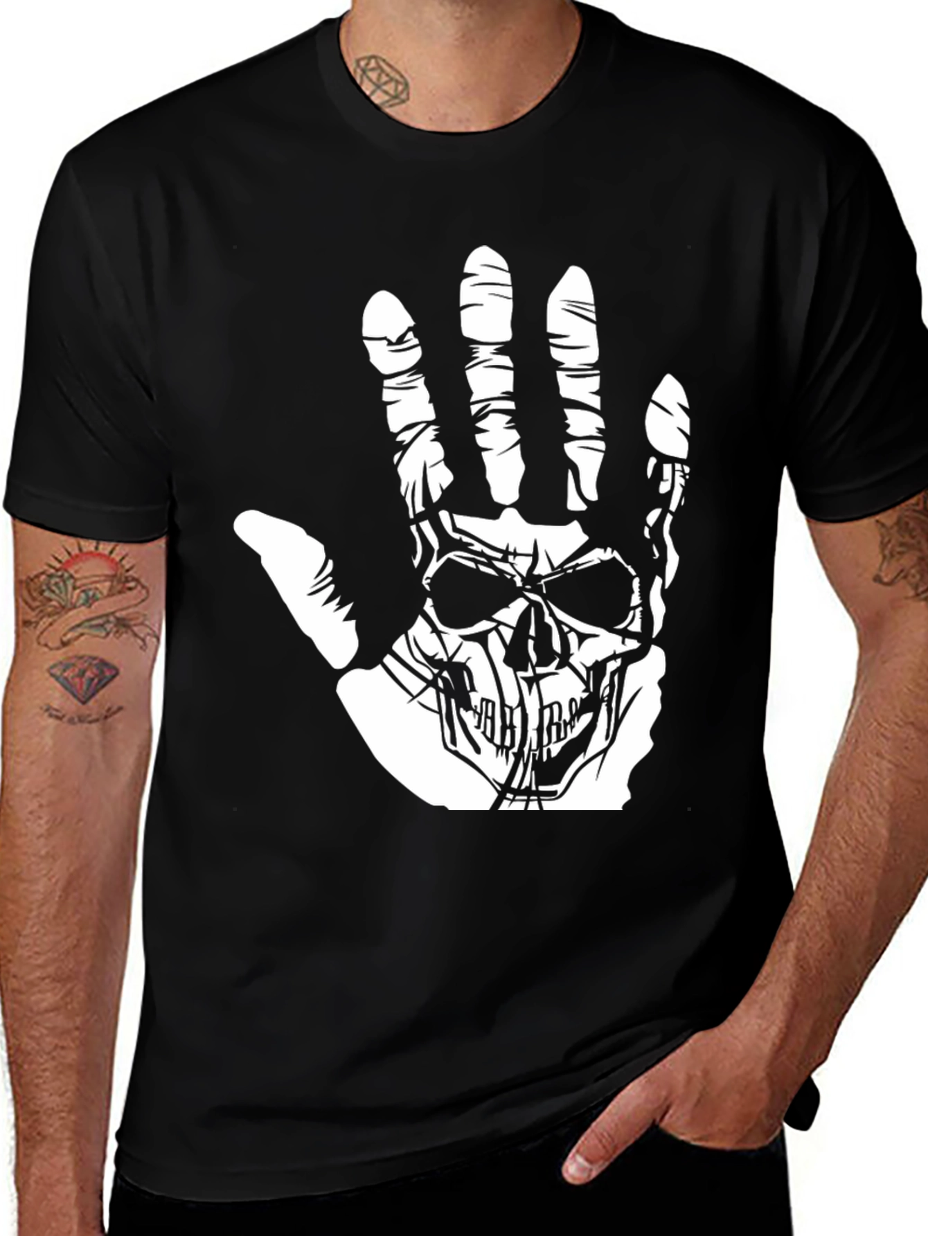 Skull Hand Graphic Black T-Shirt